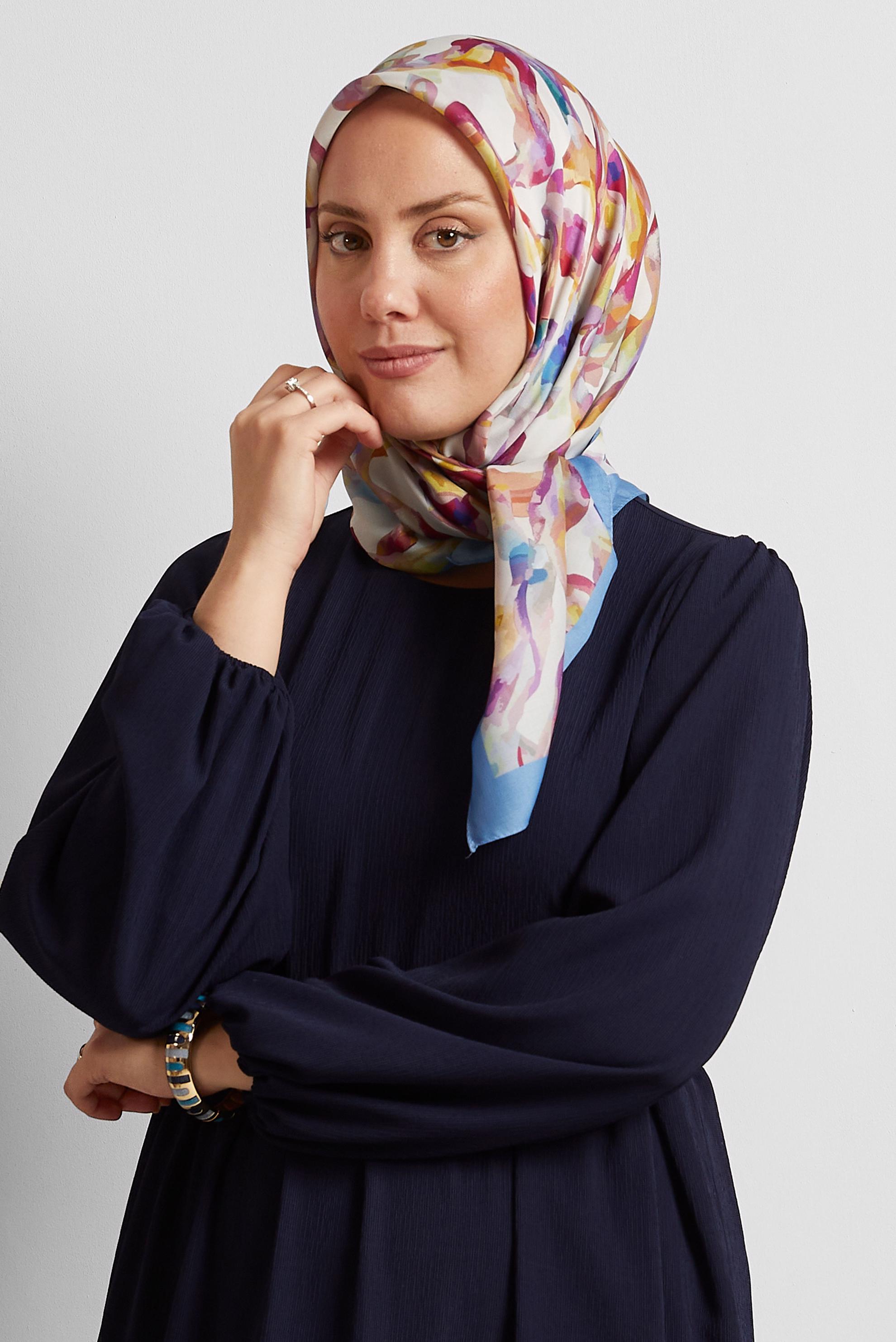 Tesettür giyim MAVİ ALVİNA DESENLİ EŞARP 8578