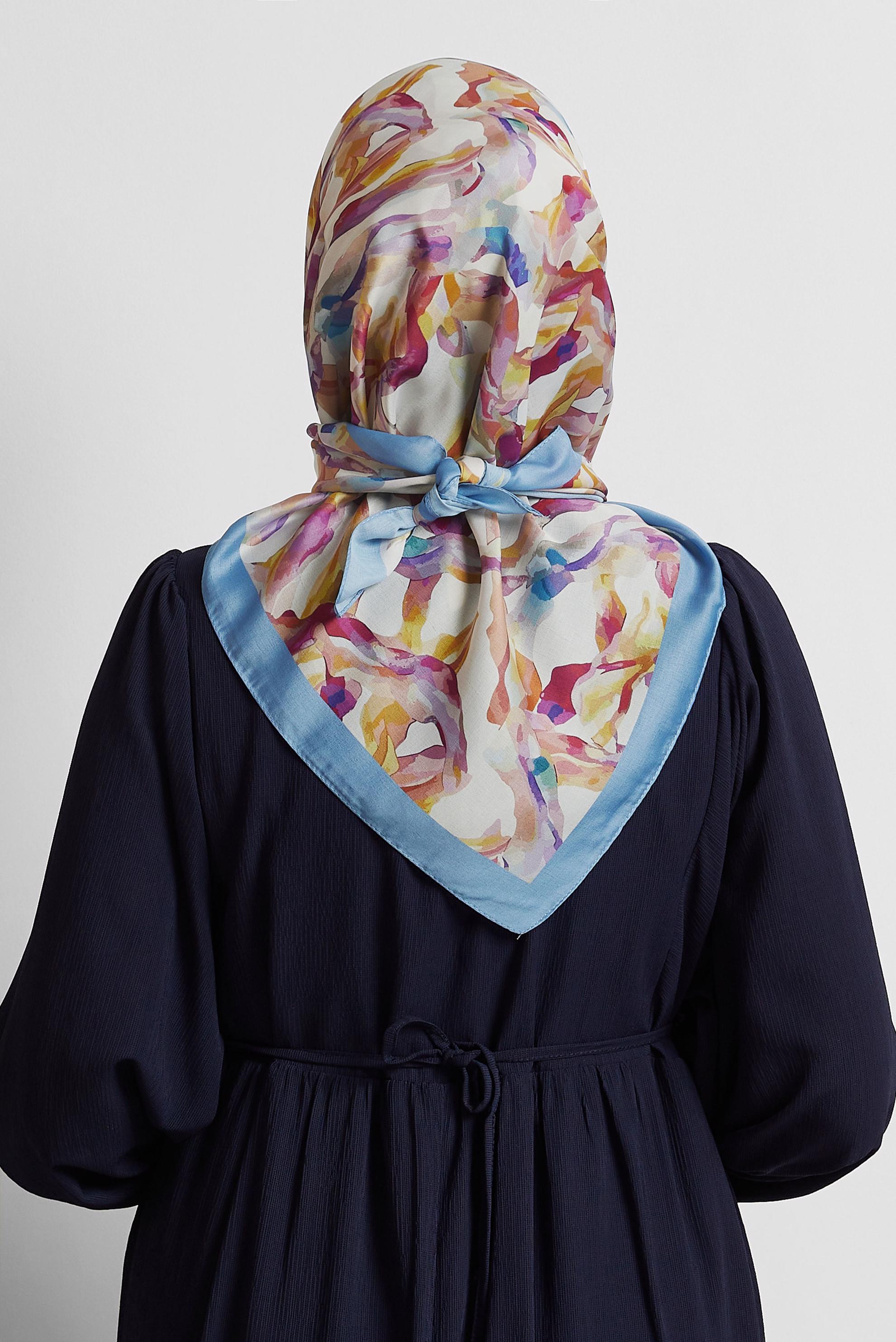 Tesettür giyim MAVİ ALVİNA DESENLİ EŞARP 8578