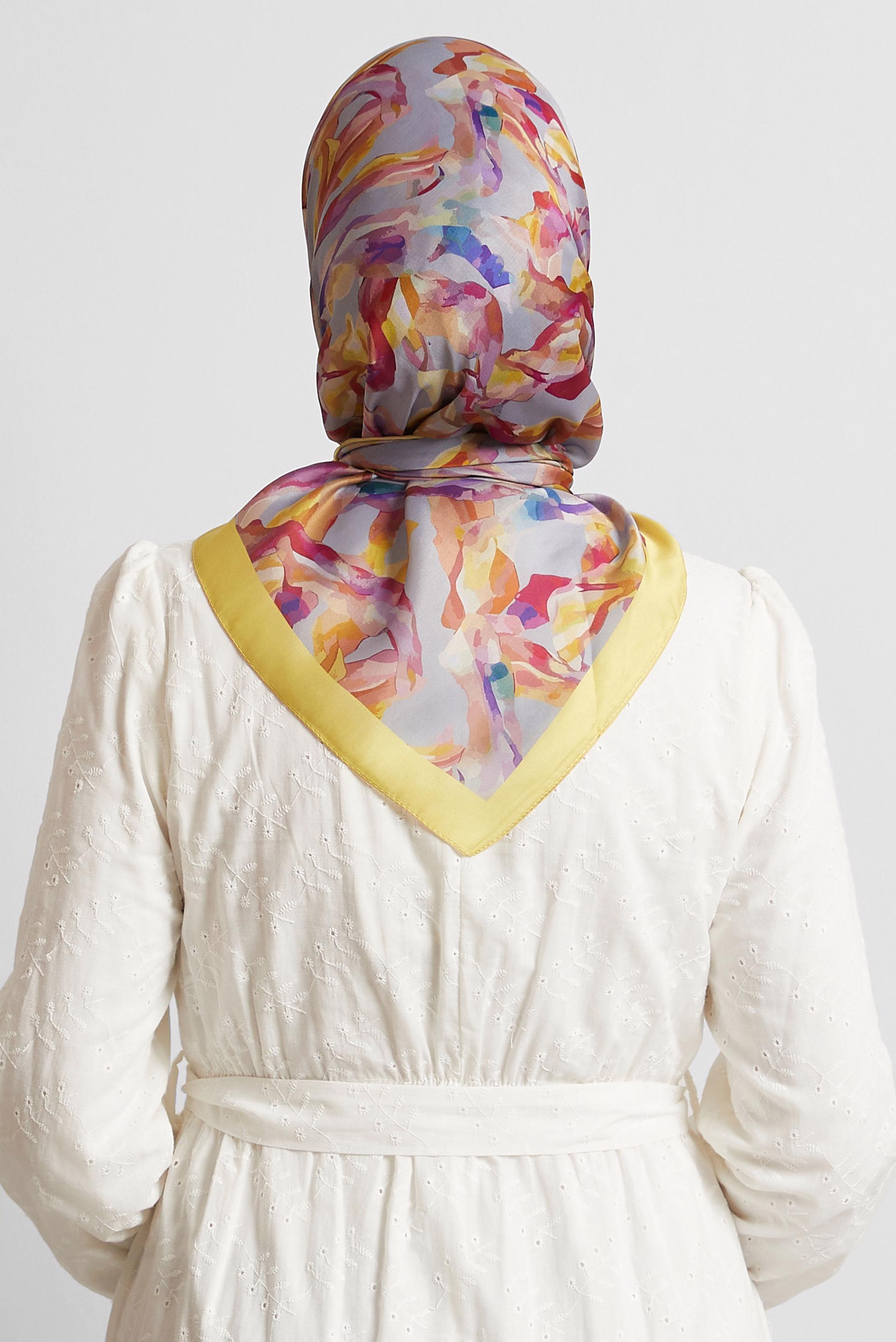 Tesettür giyim SARI ALVİNA DESENLİ EŞARP 8578