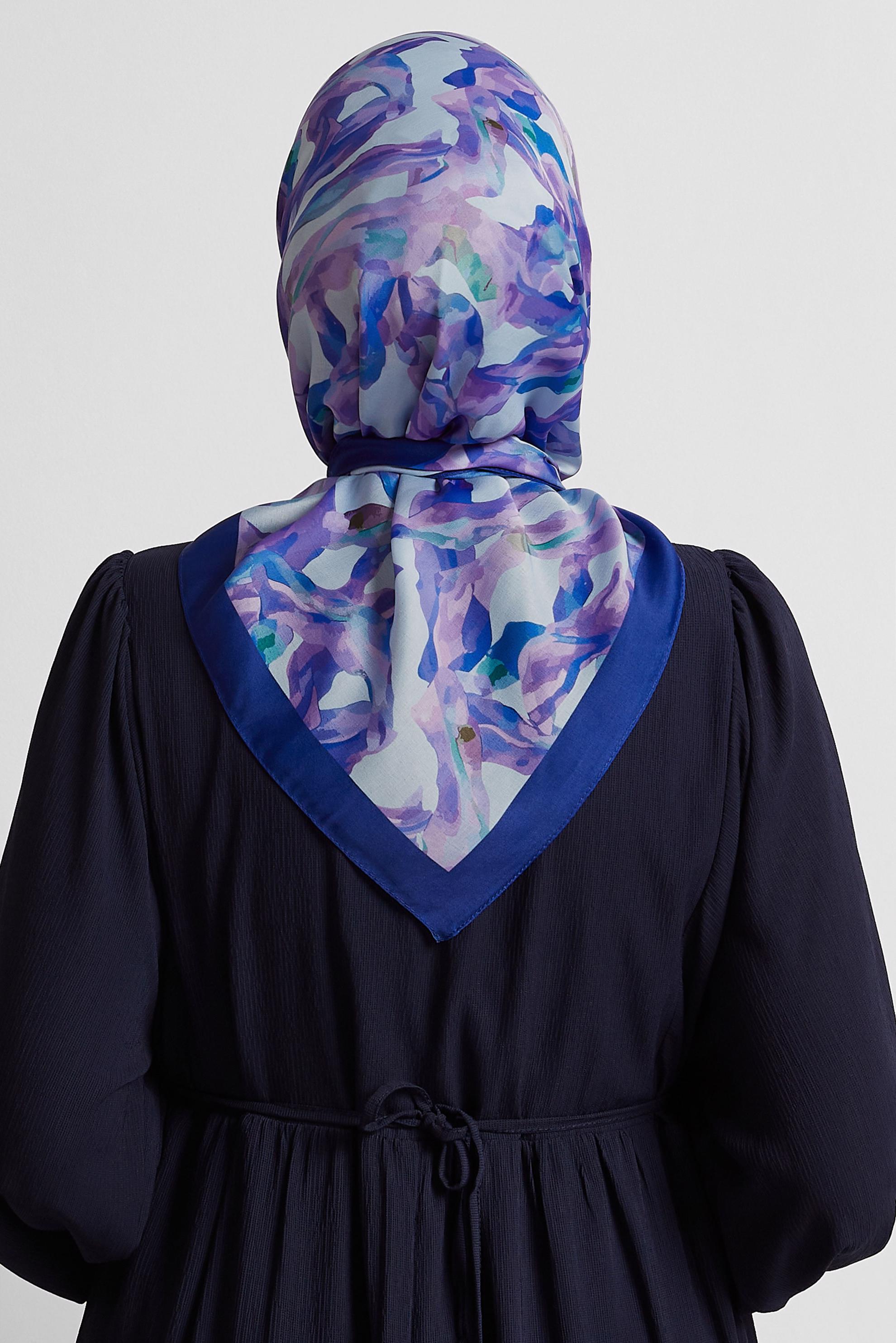 Tesettür giyim LACİVERT ALVİNA DESENLİ EŞARP 8578