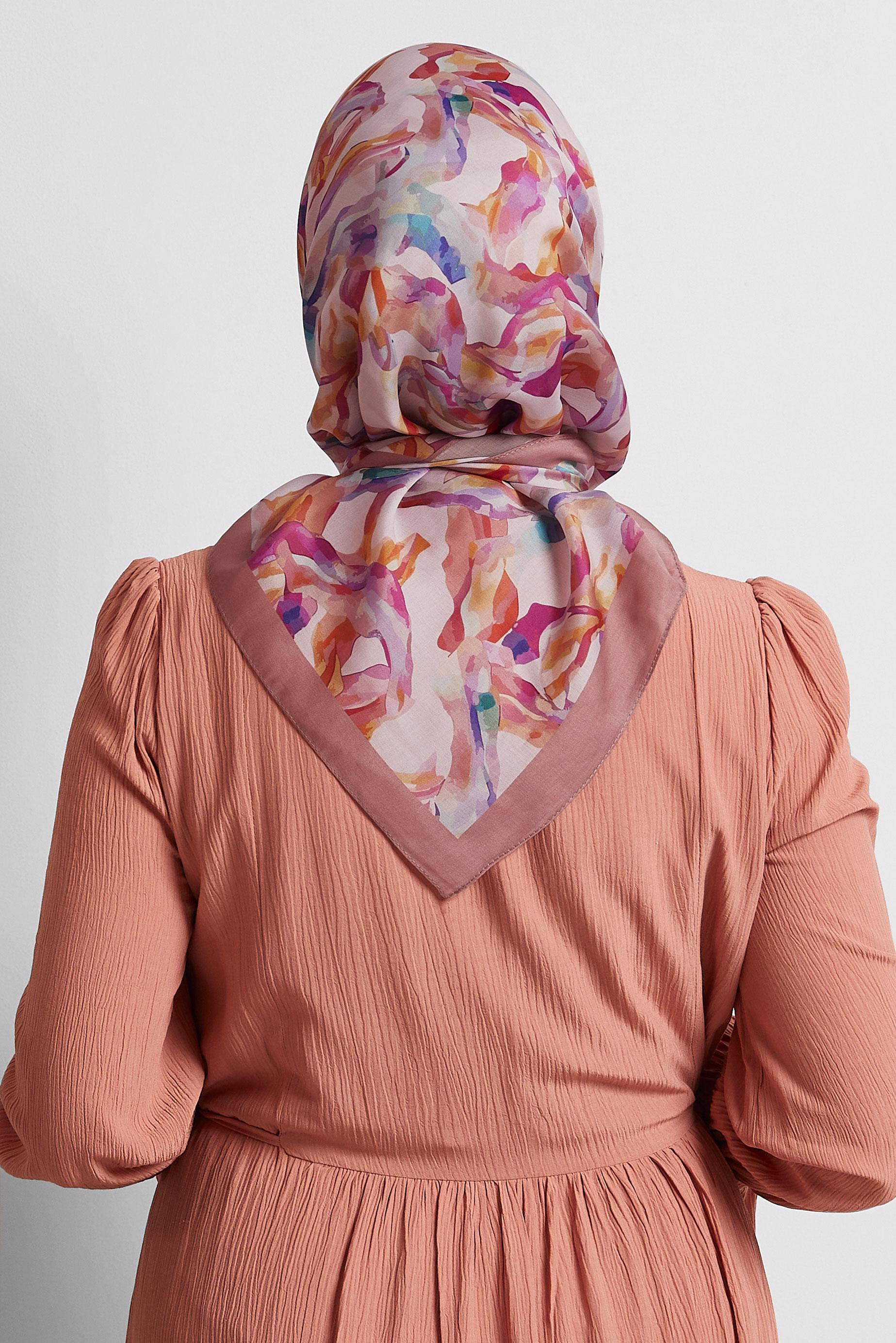 Tesettür giyim PEMBE ALVİNA DESENLİ EŞARP 8578