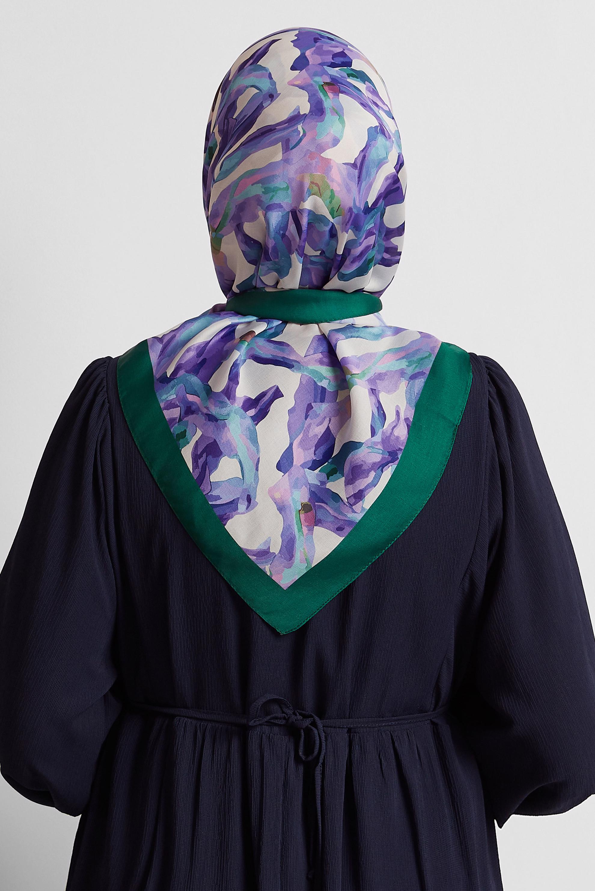 Tesettür giyim YEŞİL ALVİNA DESENLİ EŞARP 8578