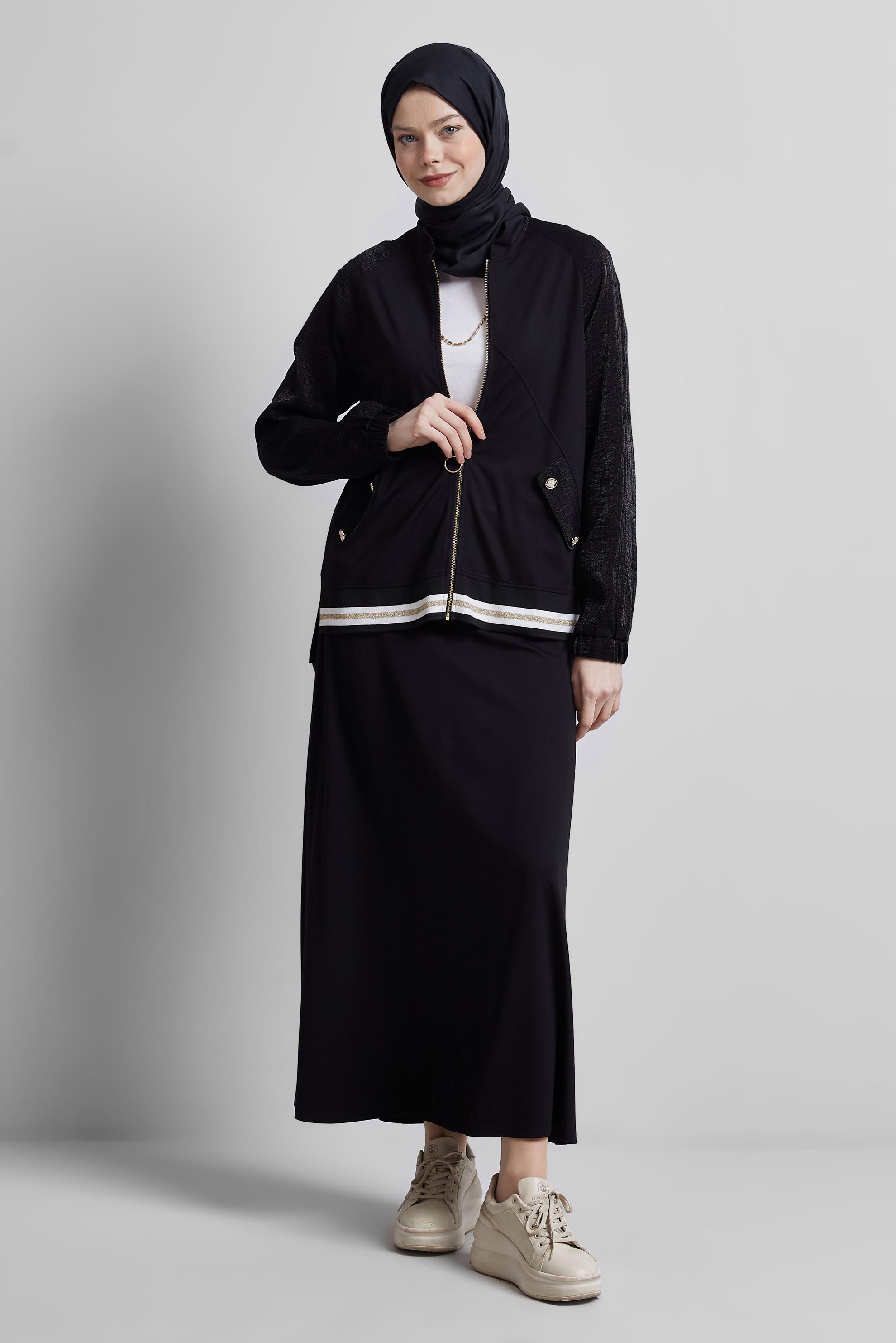 Tesettür giyim SİYAH ETEKLİ EŞOFMAN TAKIM 44676