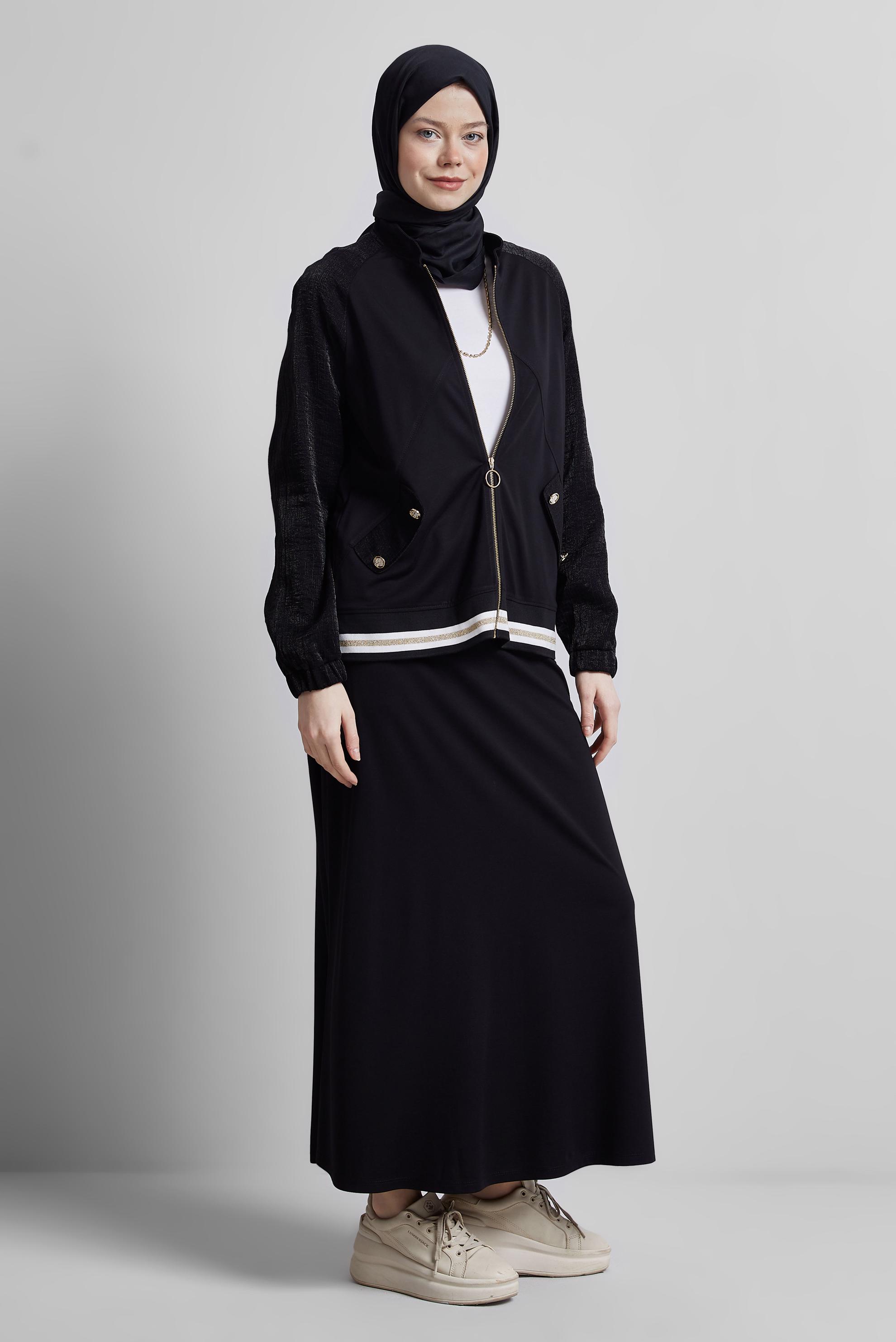 Tesettür giyim SİYAH ETEKLİ EŞOFMAN TAKIM 44676