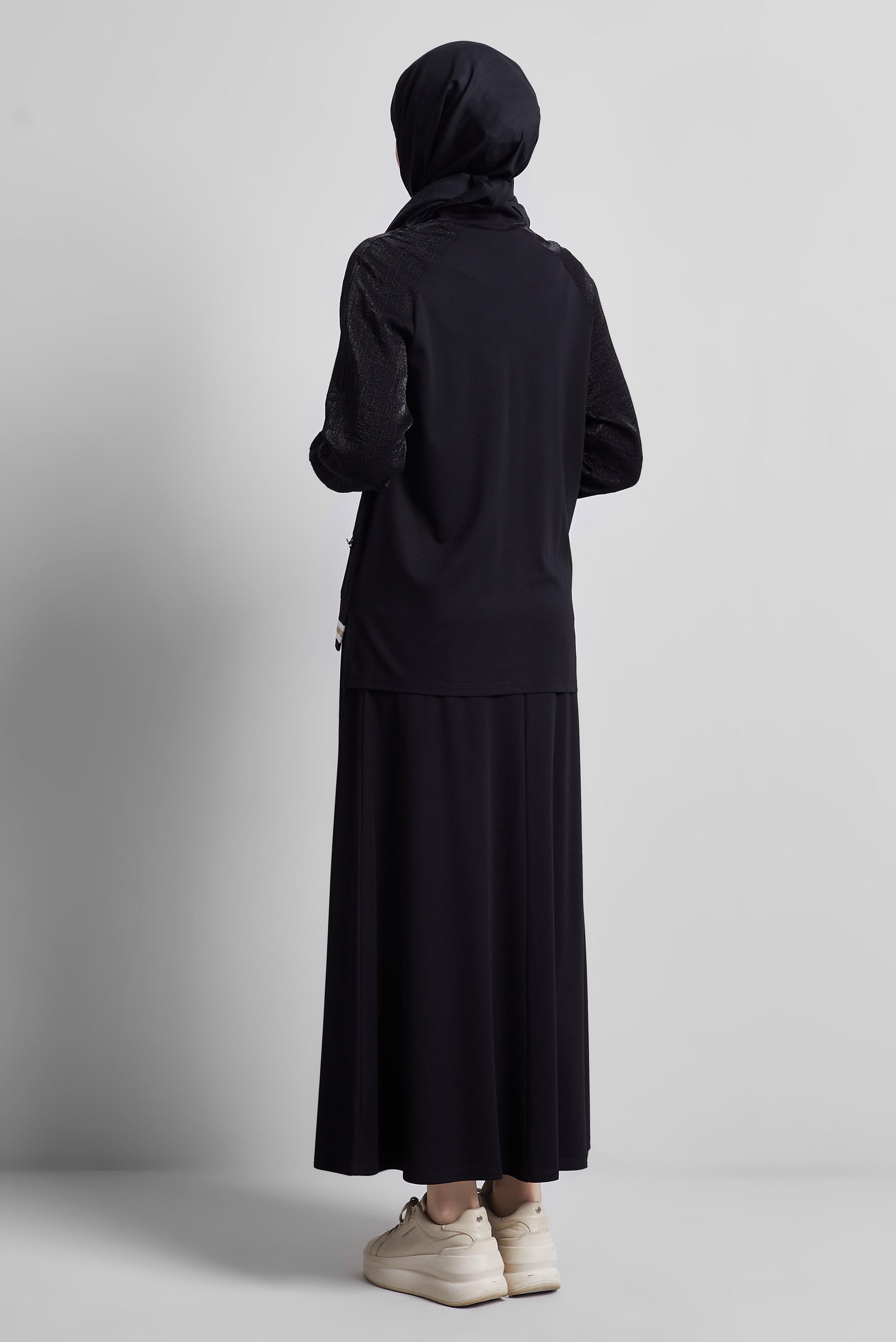 Tesettür giyim SİYAH ETEKLİ EŞOFMAN TAKIM 44676
