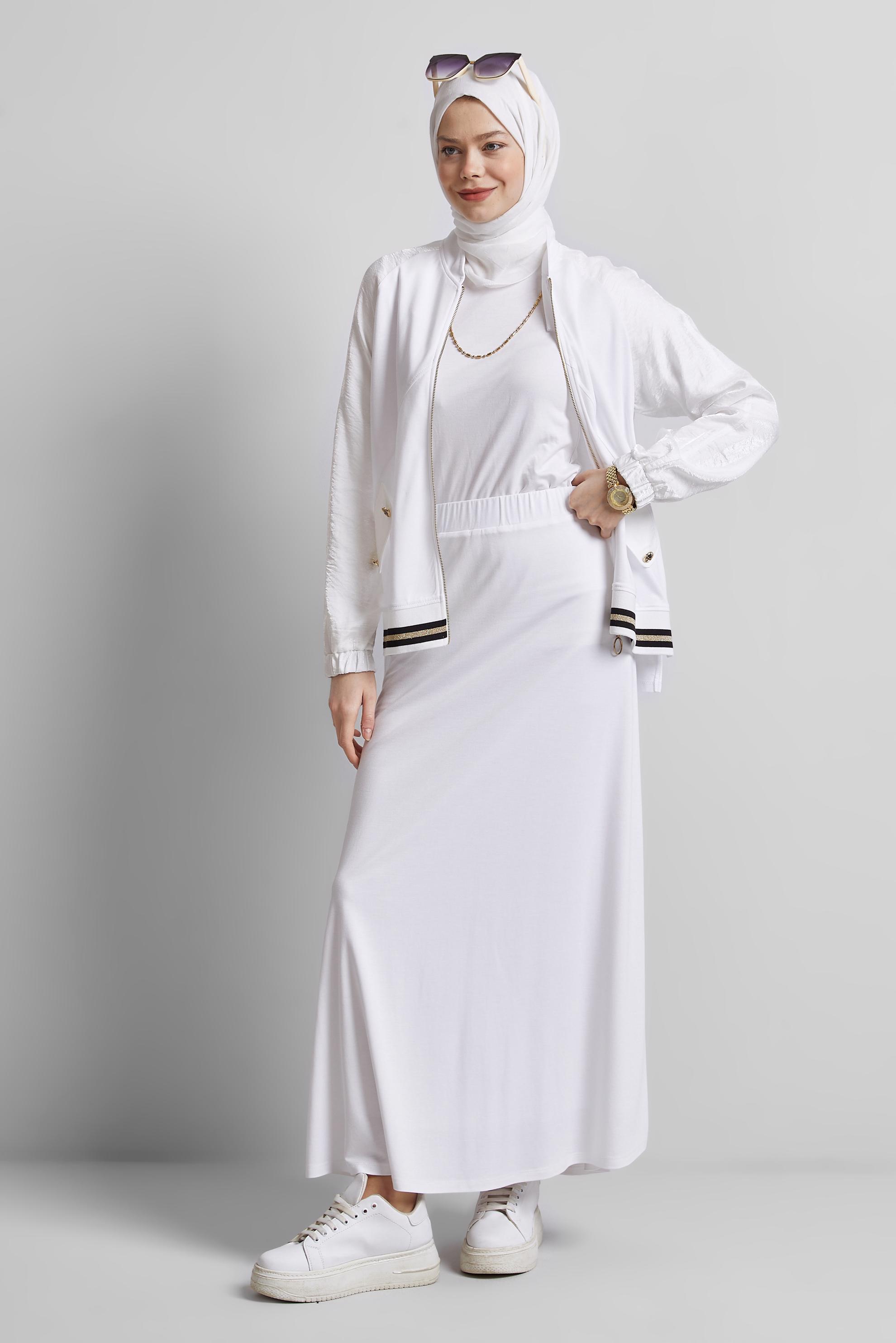 Tesettür giyim BEYAZ ETEKLİ EŞOFMAN TAKIM 44676
