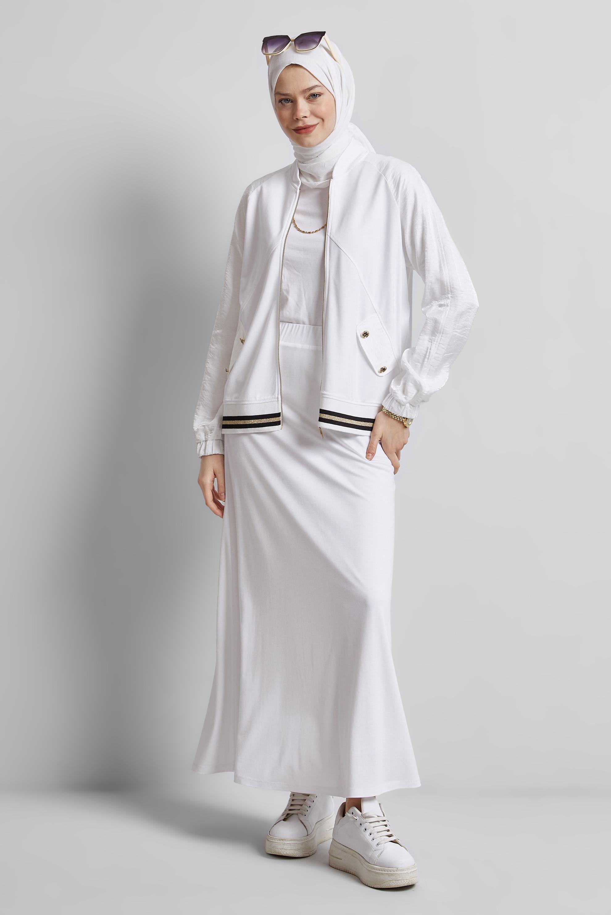 Tesettür giyim BEYAZ ETEKLİ EŞOFMAN TAKIM 44676