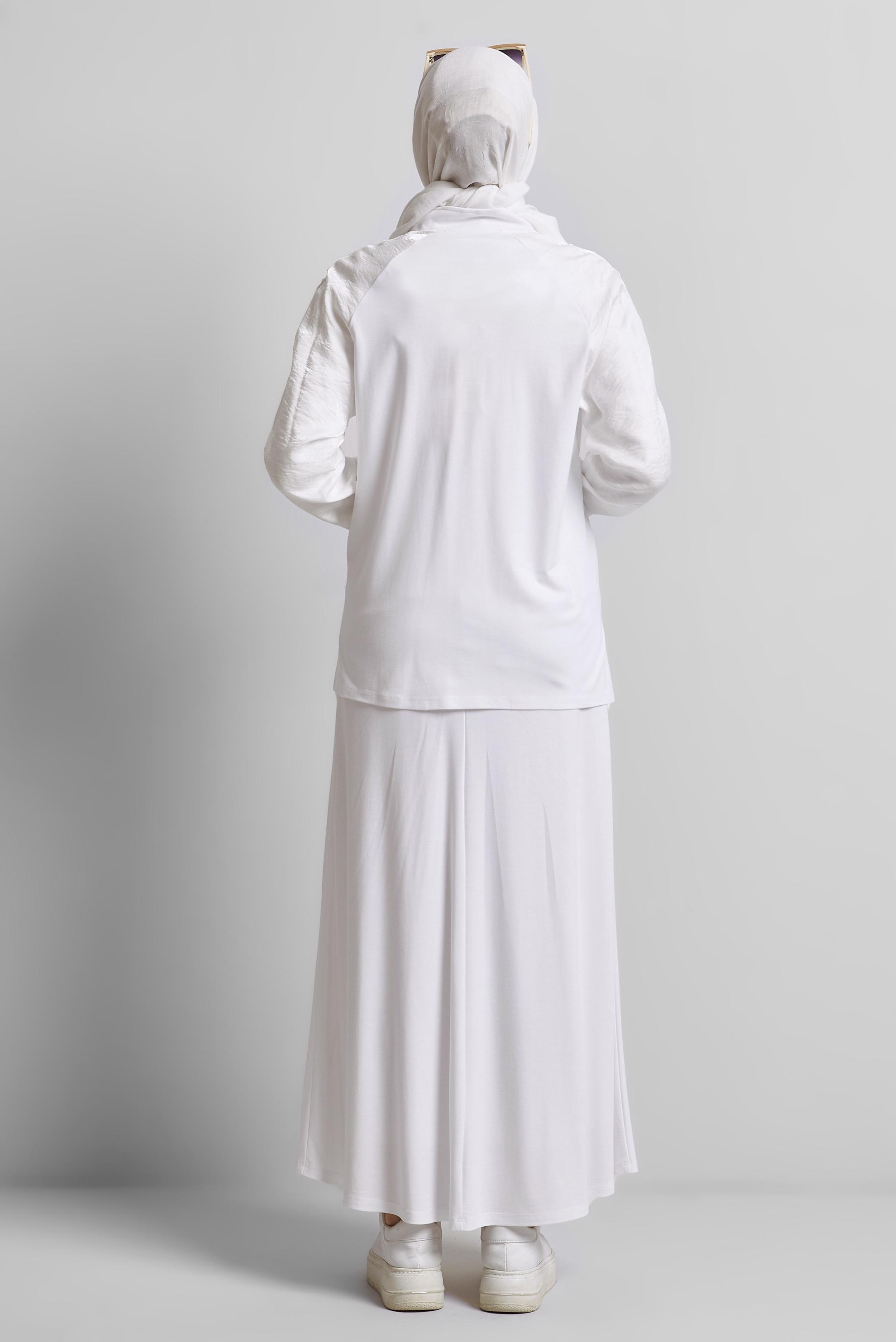 Tesettür giyim BEYAZ ETEKLİ EŞOFMAN TAKIM 44676