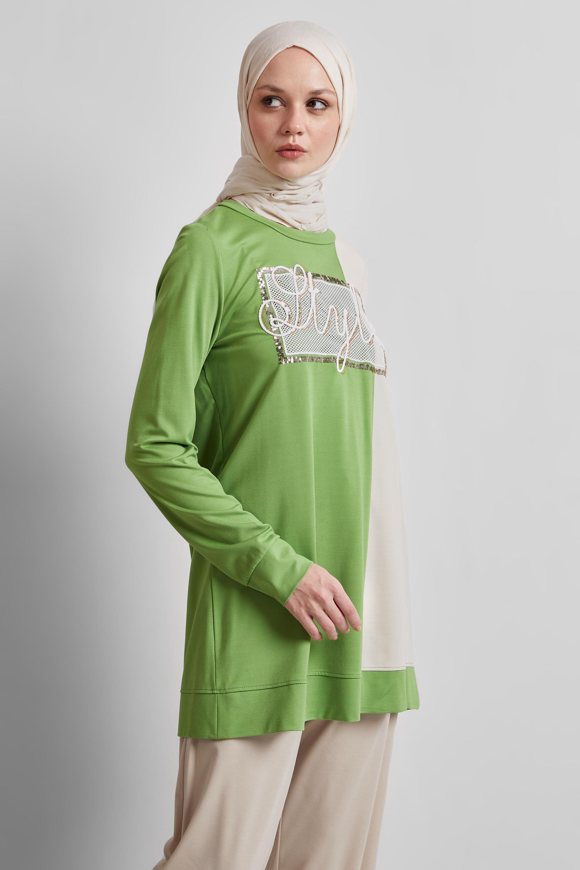 Tesettür giyim YEŞİL PANTOLONLU EŞOFMAN TAKIM 44701