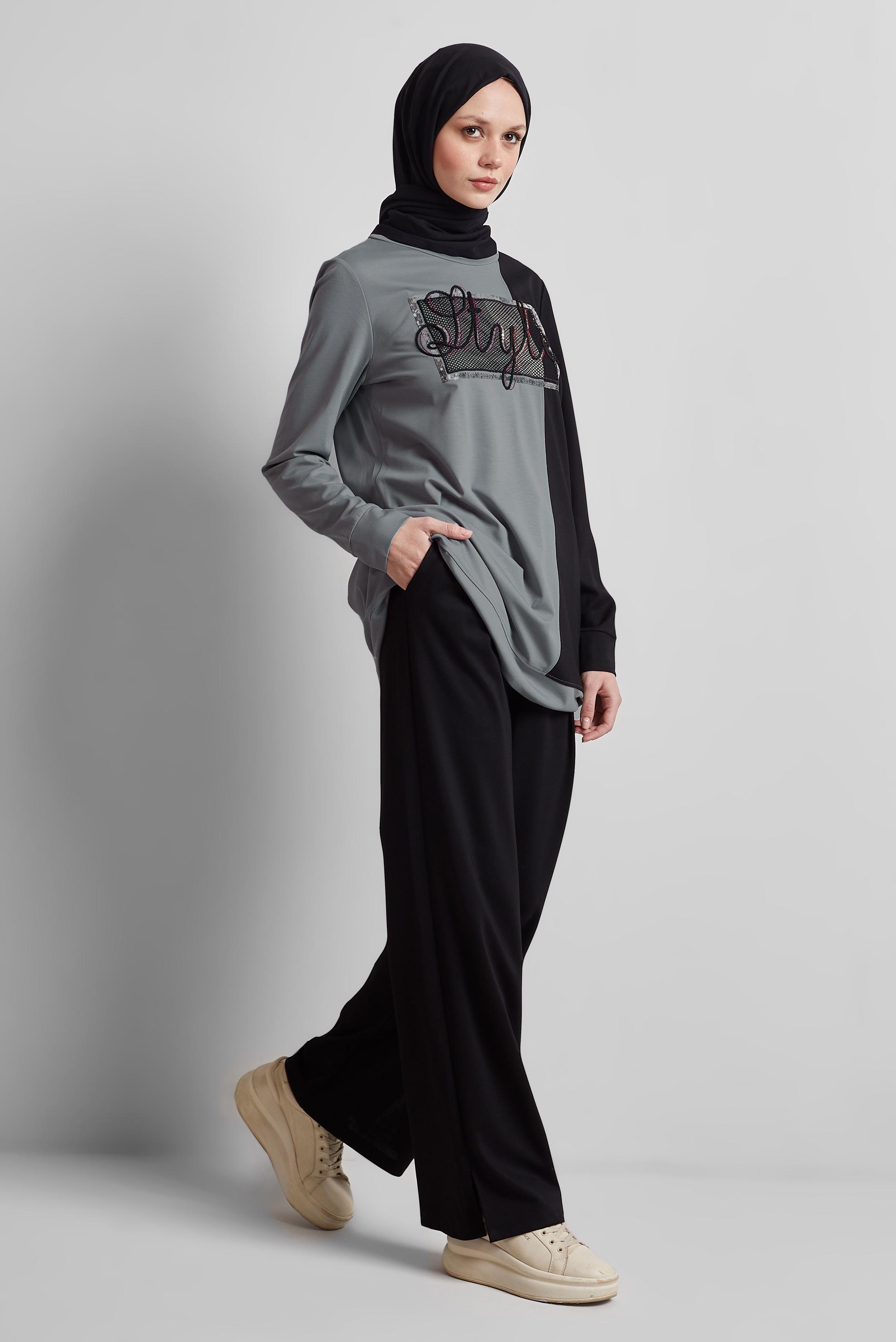 Tesettür giyim GRİ PANTOLONLU EŞOFMAN TAKIM 44701
