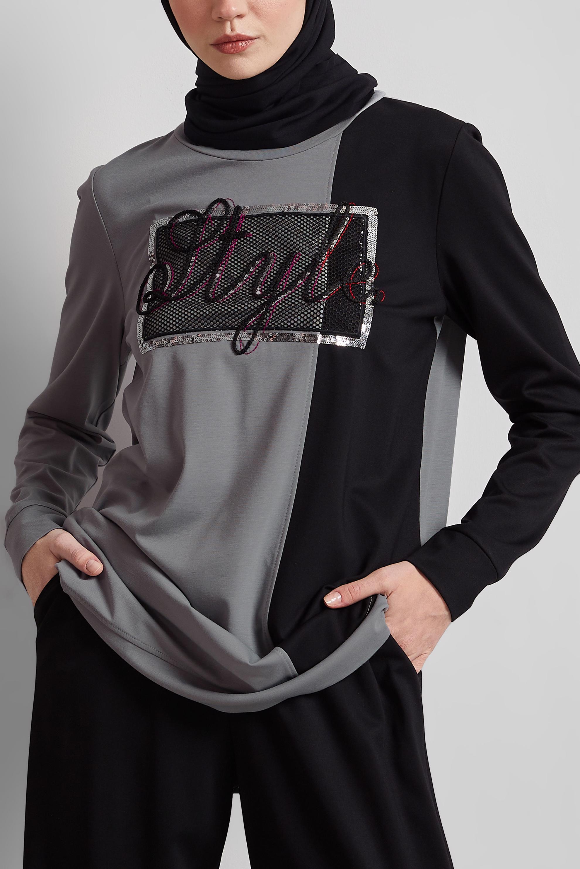 Tesettür giyim GRİ PANTOLONLU EŞOFMAN TAKIM 44701