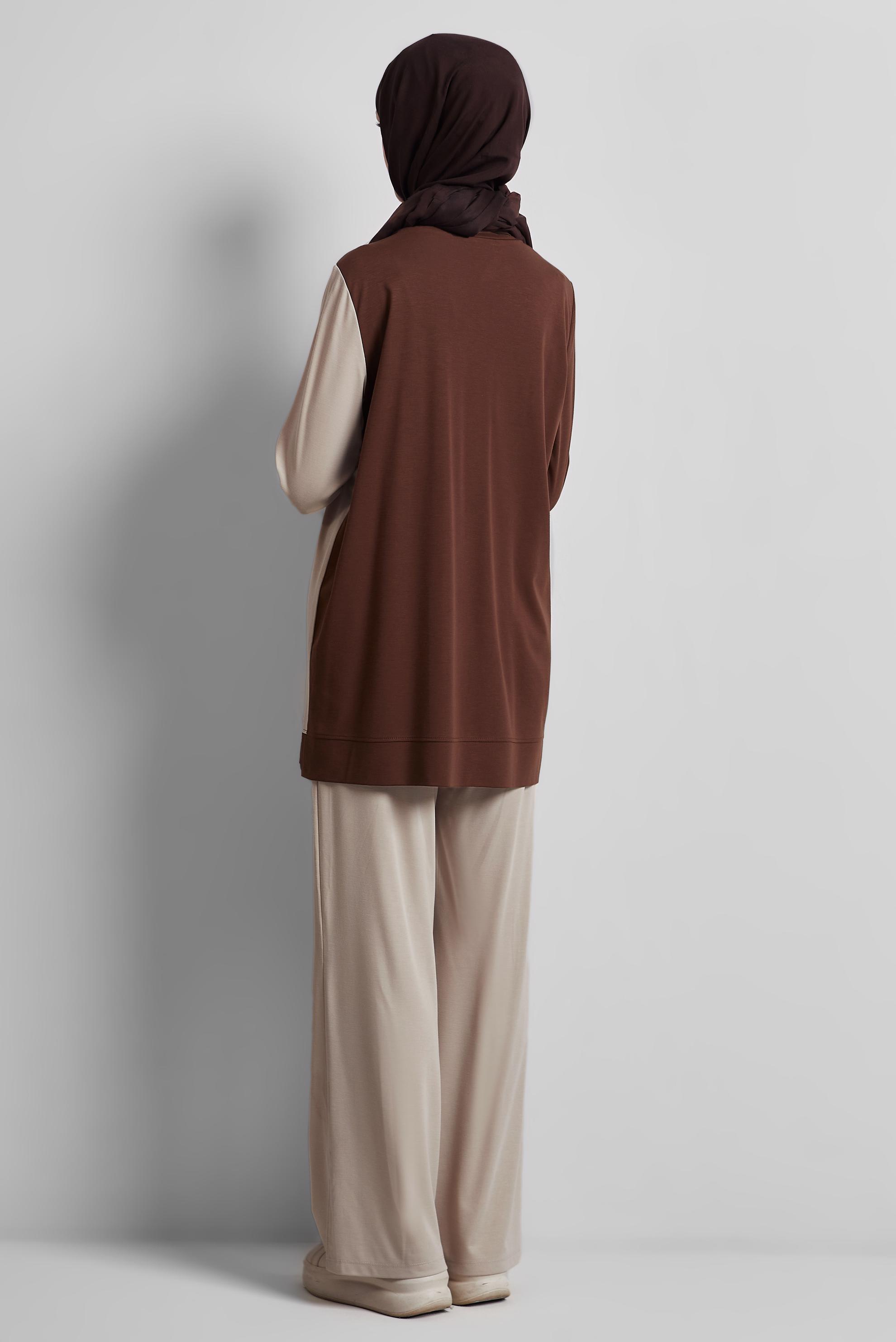 Tesettür giyim KAHVE PANTOLONLU EŞOFMAN TAKIM 44701