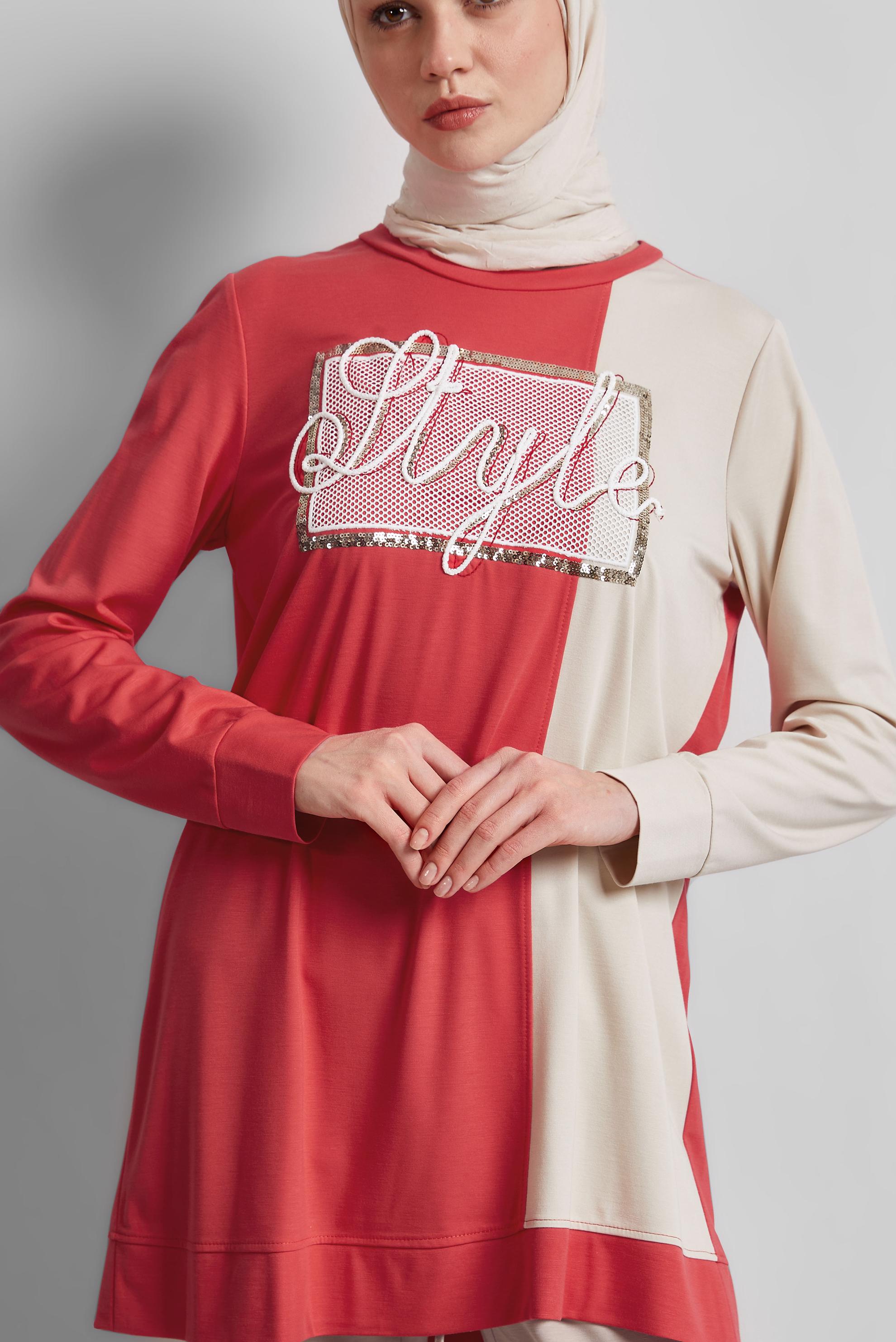 Tesettür giyim KIRMIZI PANTOLONLU EŞOFMAN TAKIM 44701