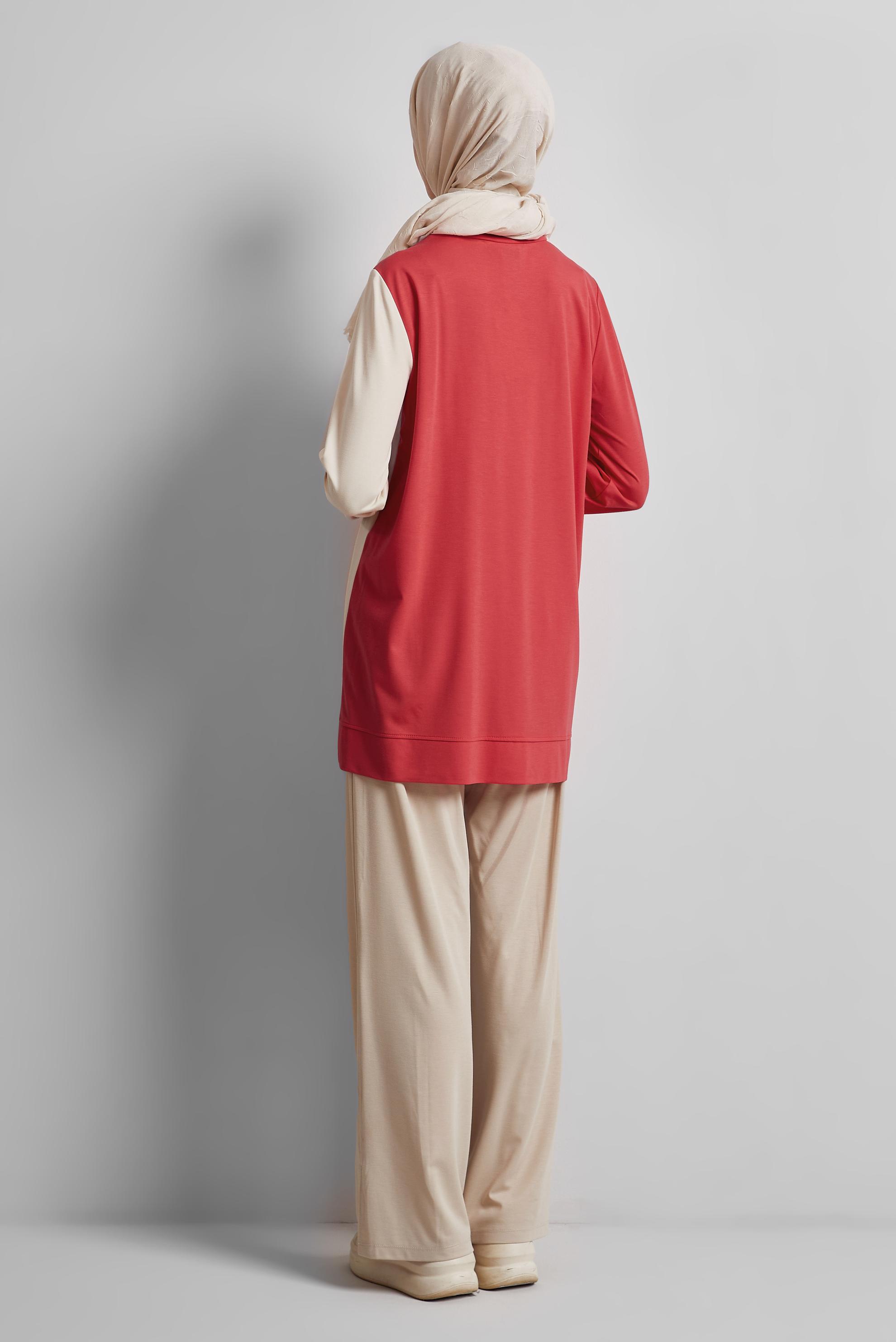 Tesettür giyim KIRMIZI PANTOLONLU EŞOFMAN TAKIM 44701