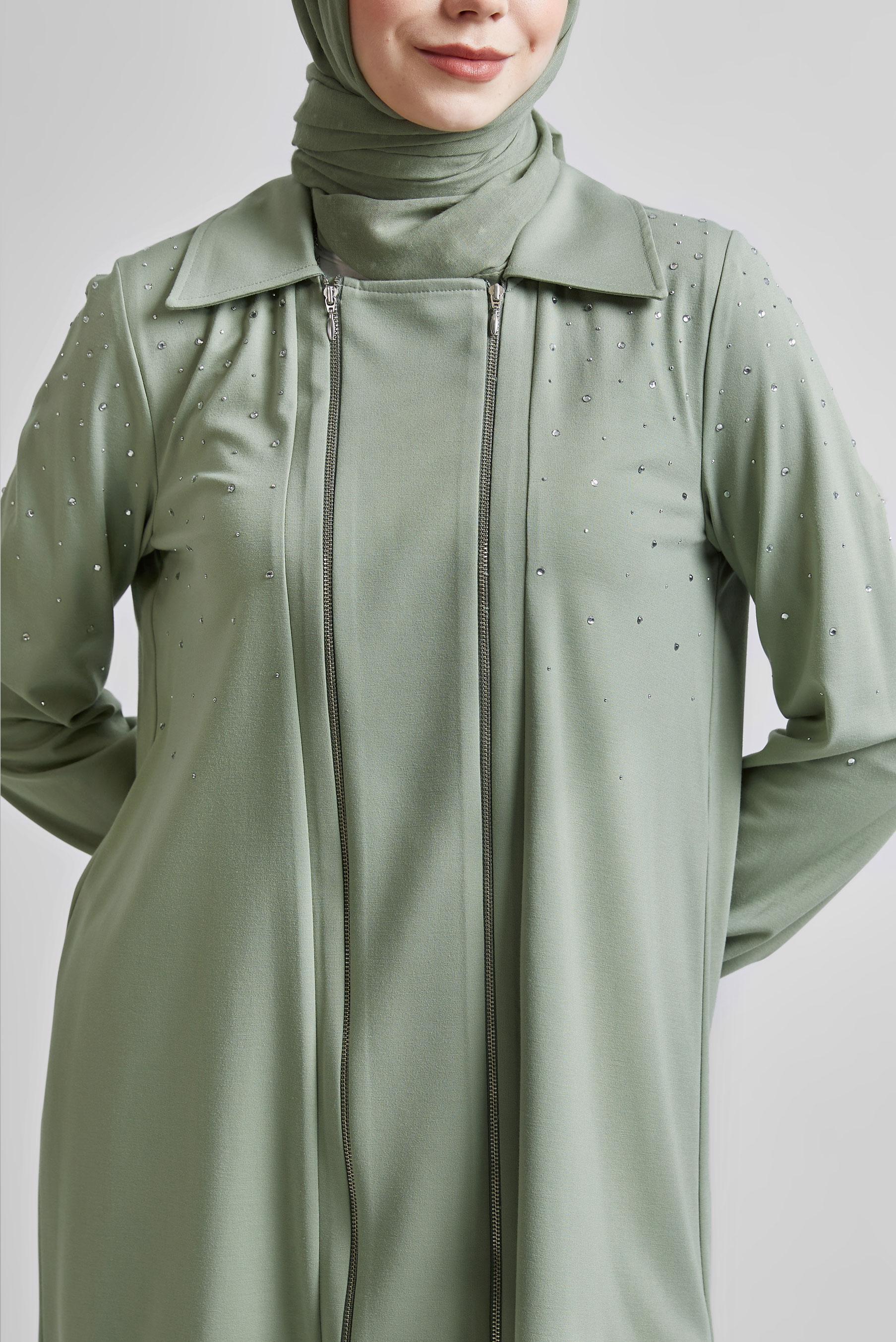 Tesettür giyim YEŞİL TAŞLI PANTOLONLU EŞOFMAN TAKIM 44704