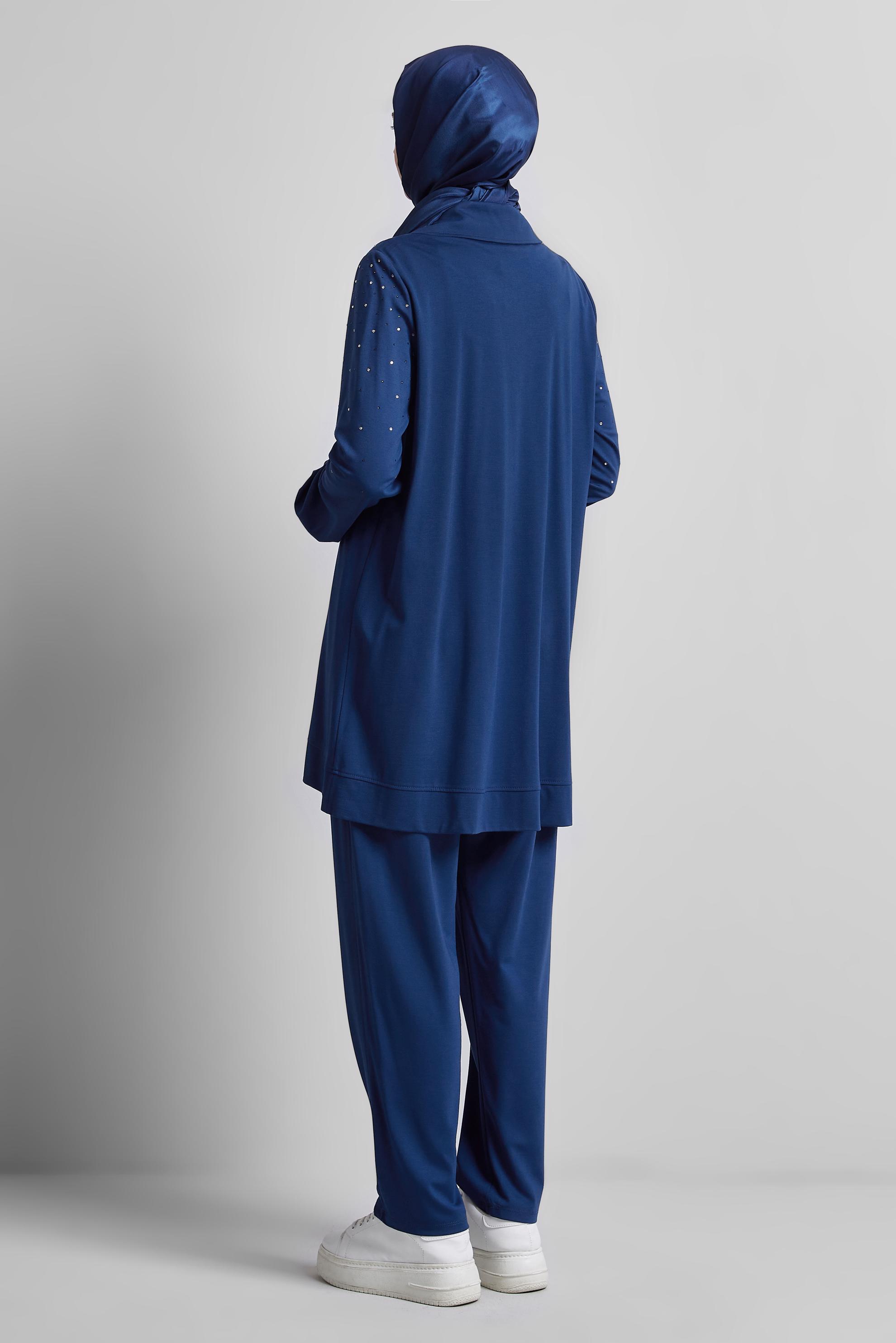 Hijab clothing NAVY BLUE TRACKSUIT SET WITH GEM 44704