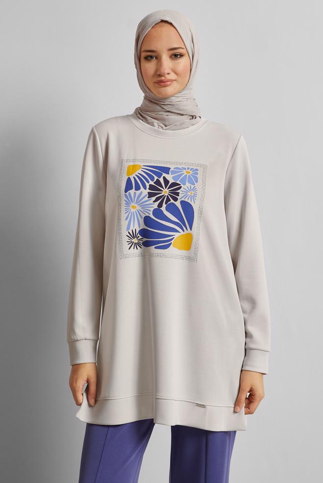 Vêtements hijab POURPRE ENSEMBLE DE SURVÊTEMENT IMPRIMÉ 44744 - ALVİNA