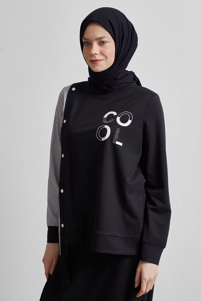 Hijab clothing BLACK SKIRTED TRACKSUIT SET 44747 - ALVİNA