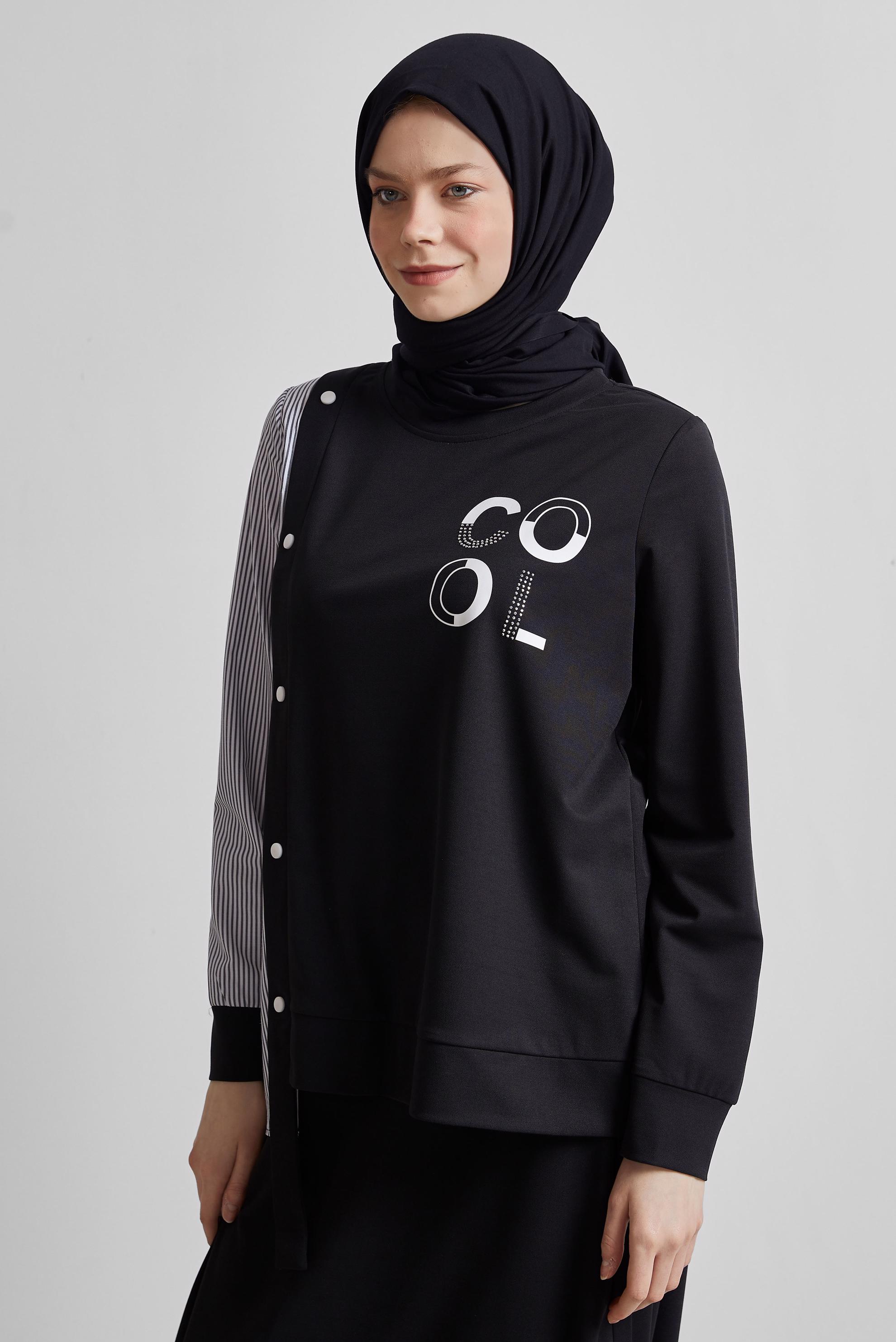 Tesettür giyim SİYAH ETEKLİ EŞOFMAN TAKIM 44747