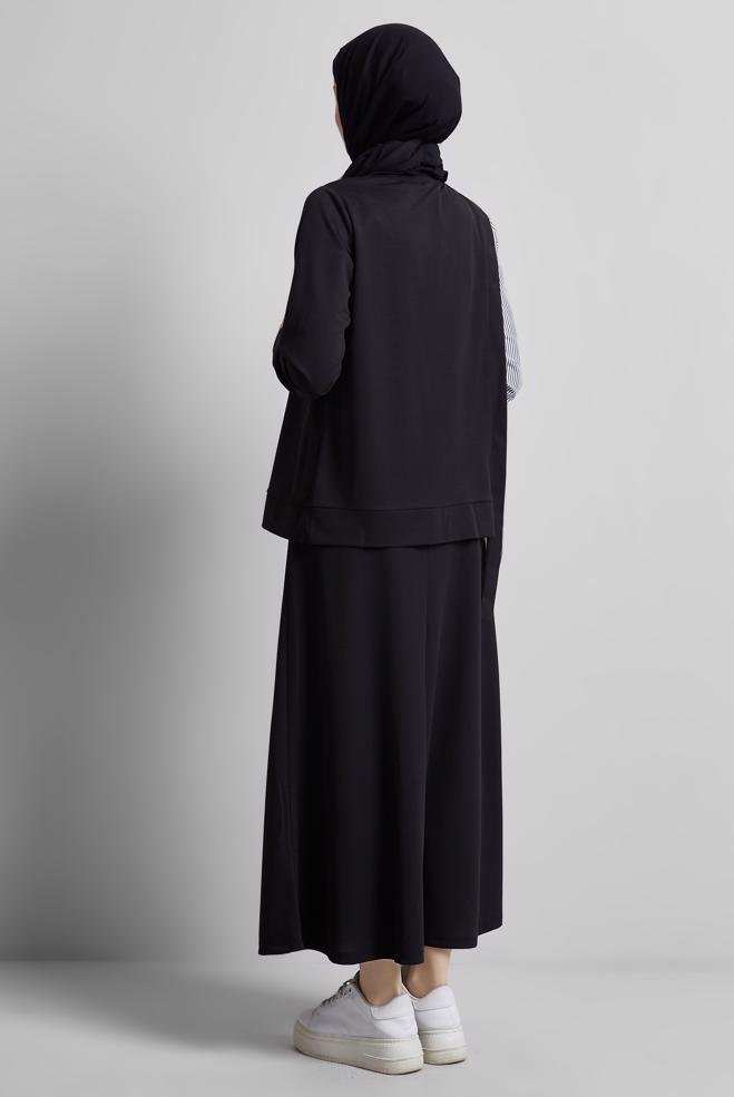 Hijab clothing BLACK SKIRTED TRACKSUIT SET 44747 - ALVİNA