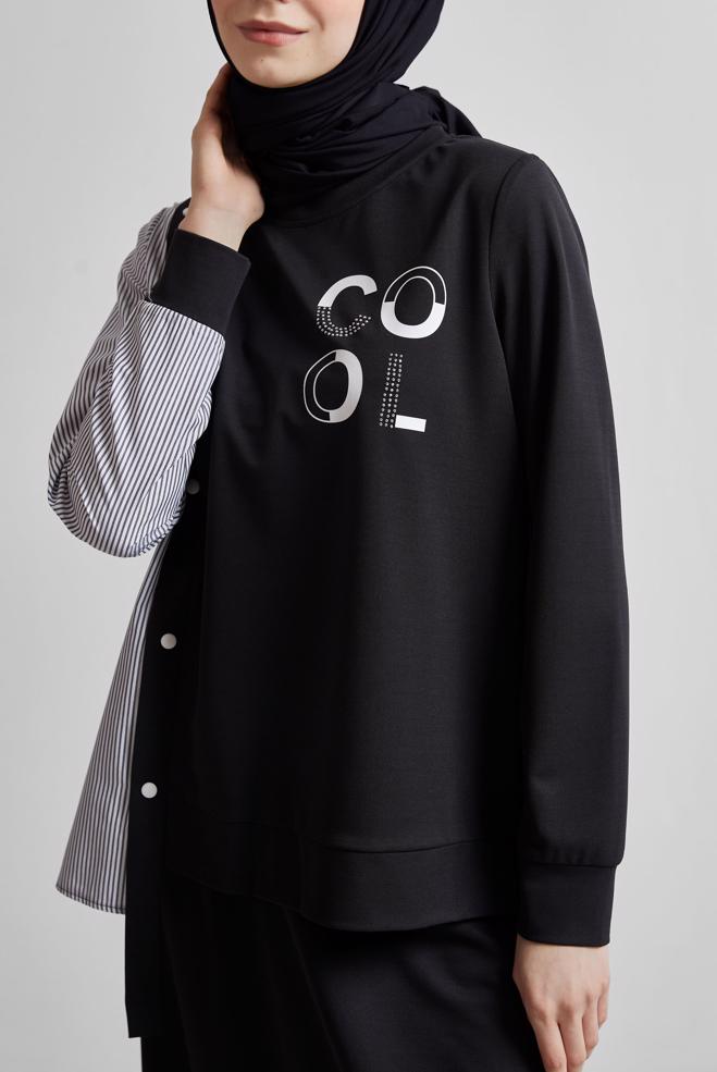 Hijab clothing BLACK SKIRTED TRACKSUIT SET 44747 - ALVİNA