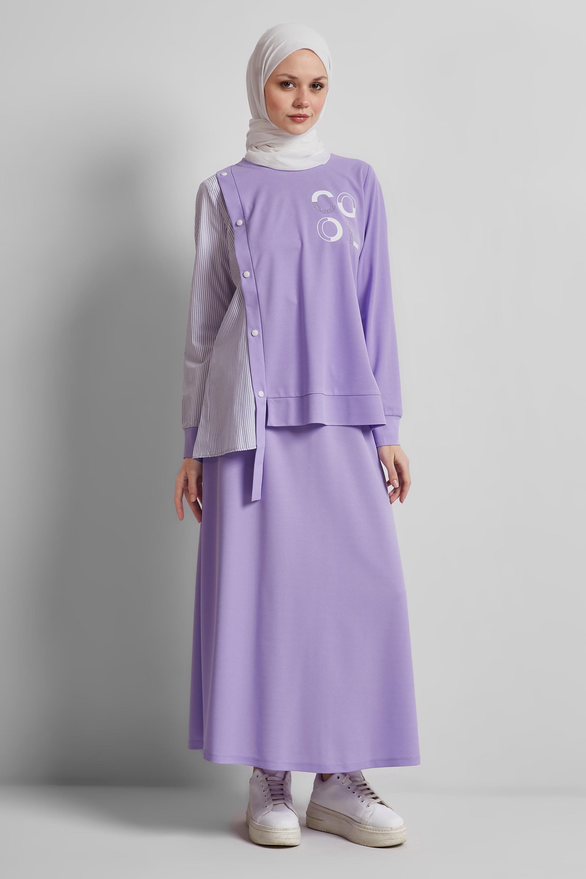 Tesettür giyim MOR ETEKLİ EŞOFMAN TAKIM 44747