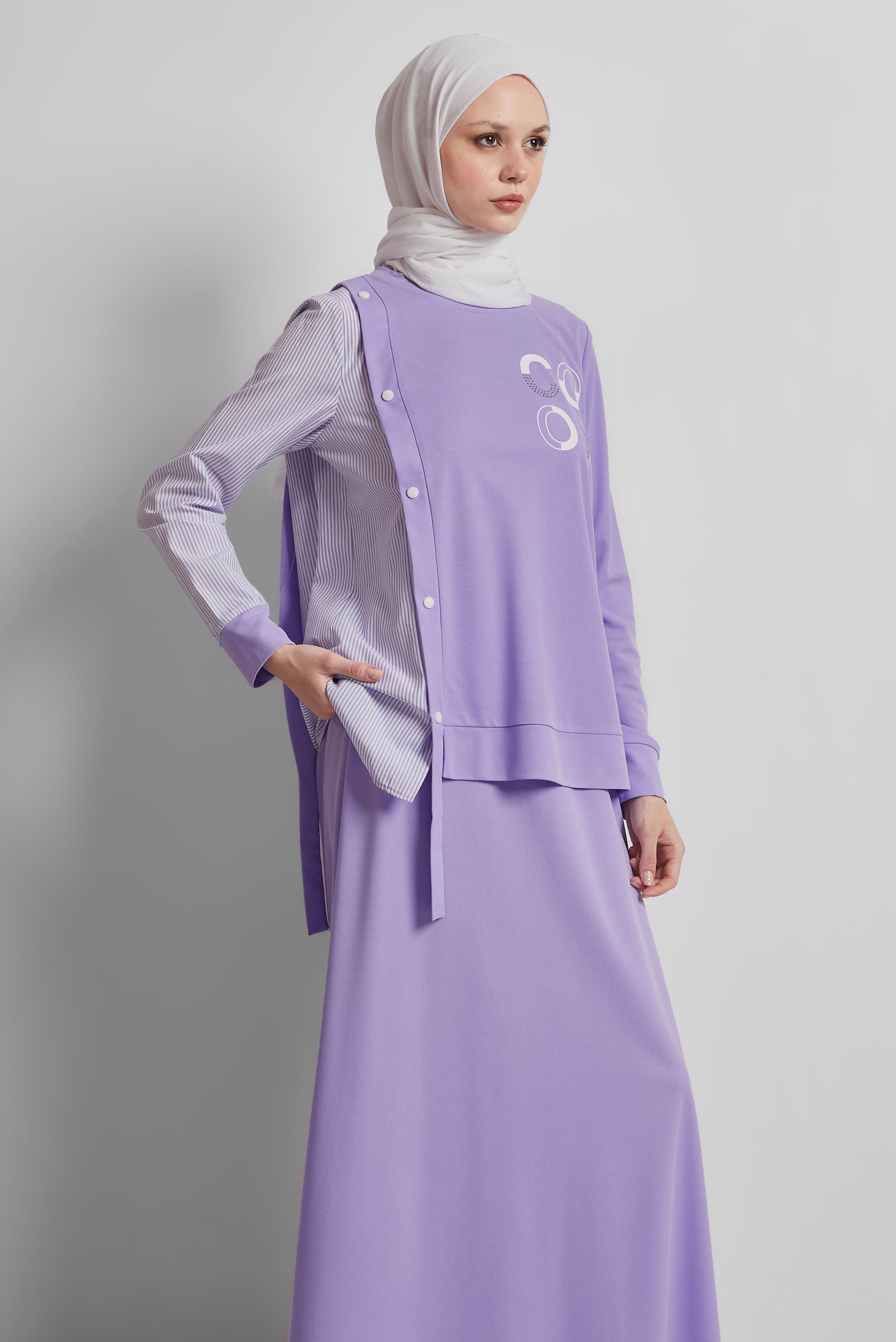 Tesettür giyim MOR ETEKLİ EŞOFMAN TAKIM 44747