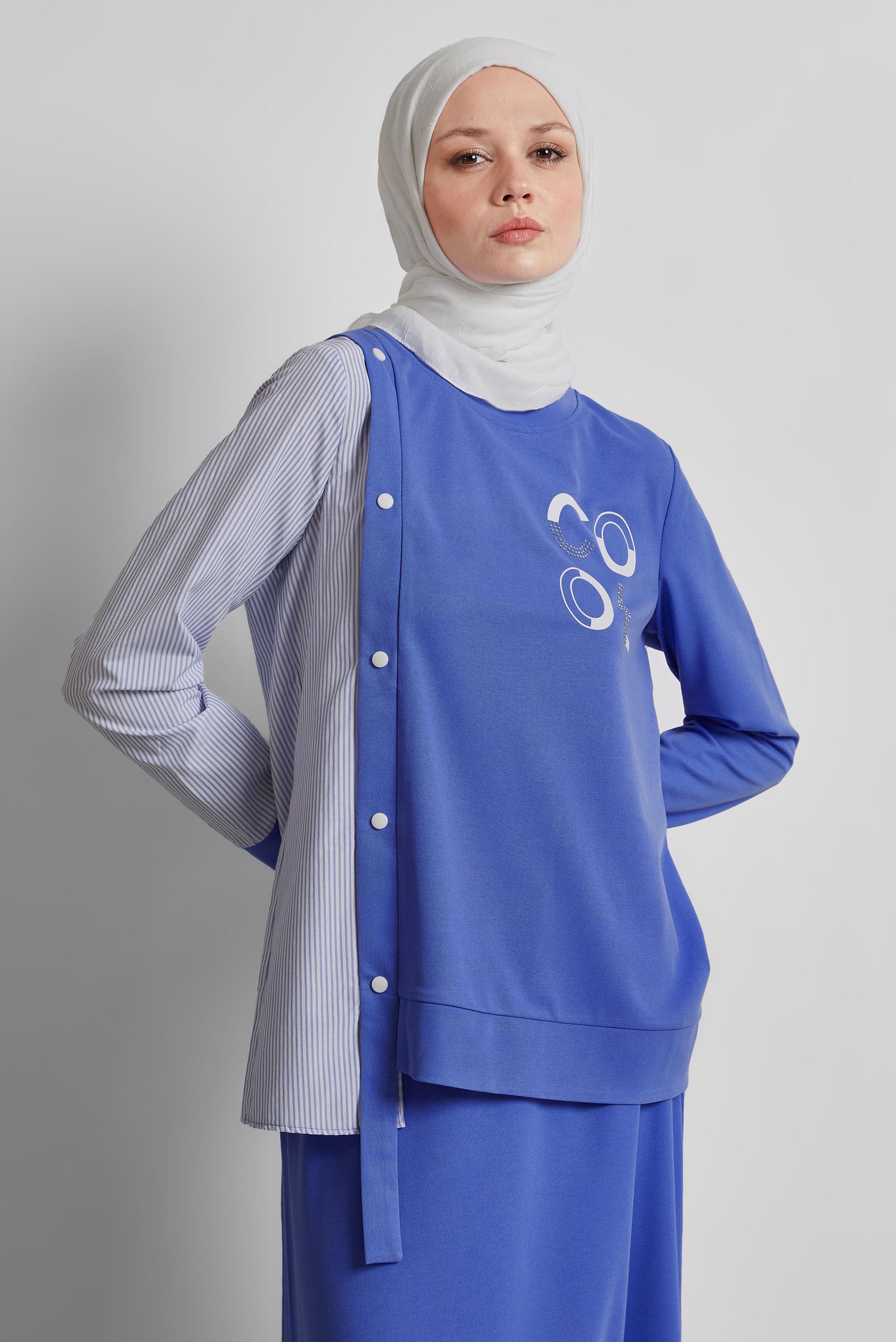 Tesettür giyim MAVİ ETEKLİ EŞOFMAN TAKIM 44747