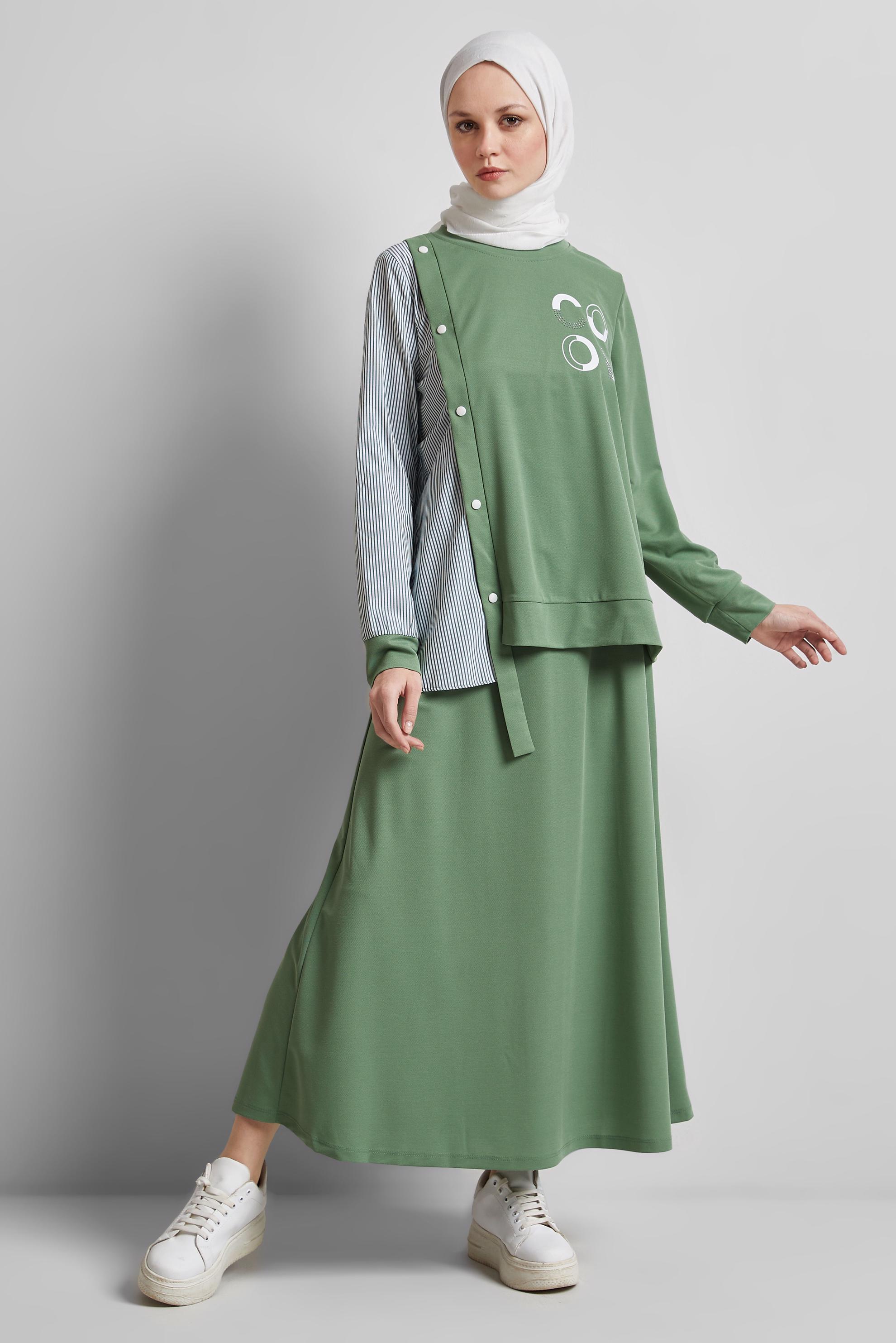 Tesettür giyim YEŞİL ETEKLİ EŞOFMAN TAKIM 44747