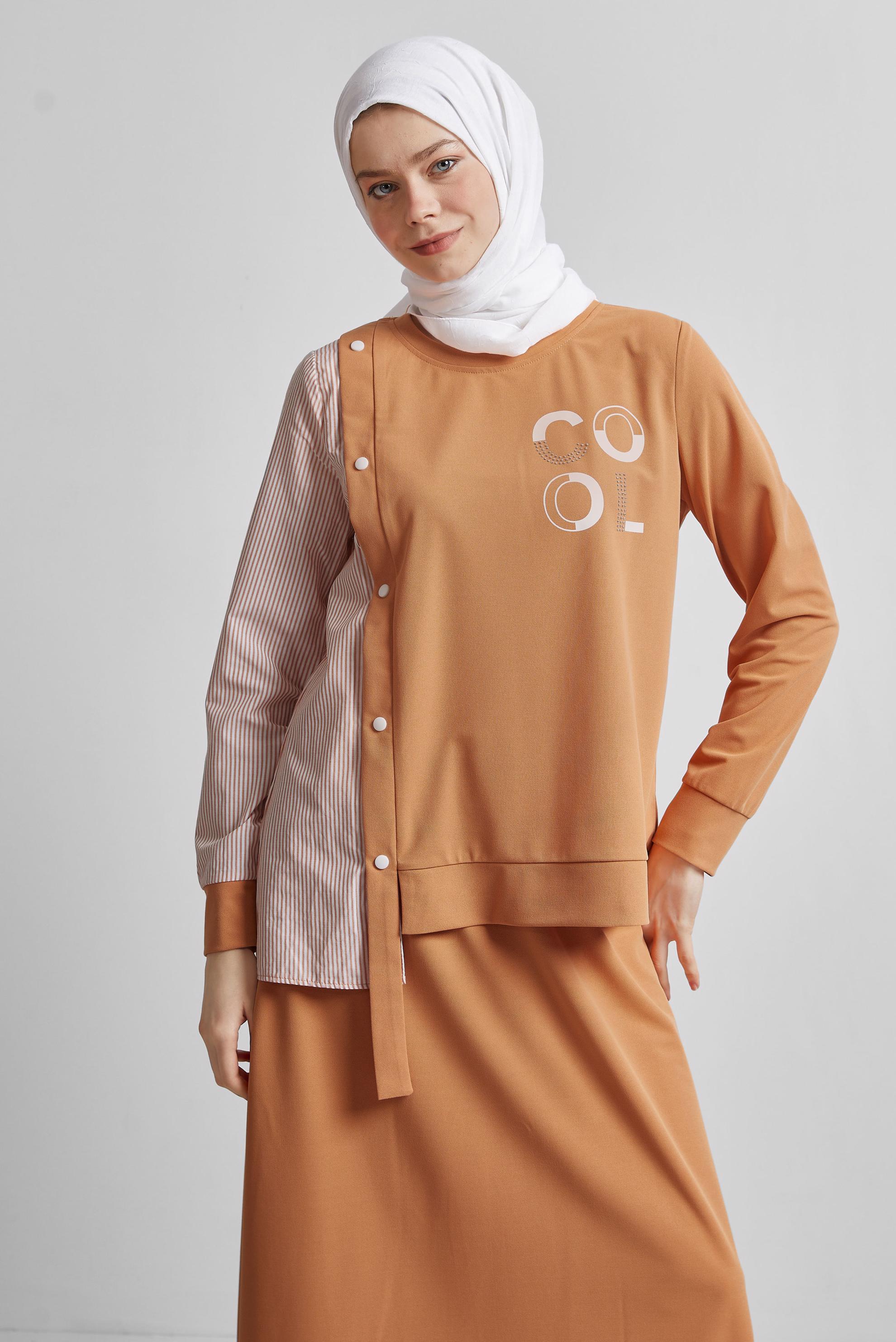 Tesettür giyim TURUNCU ETEKLİ EŞOFMAN TAKIM 44747