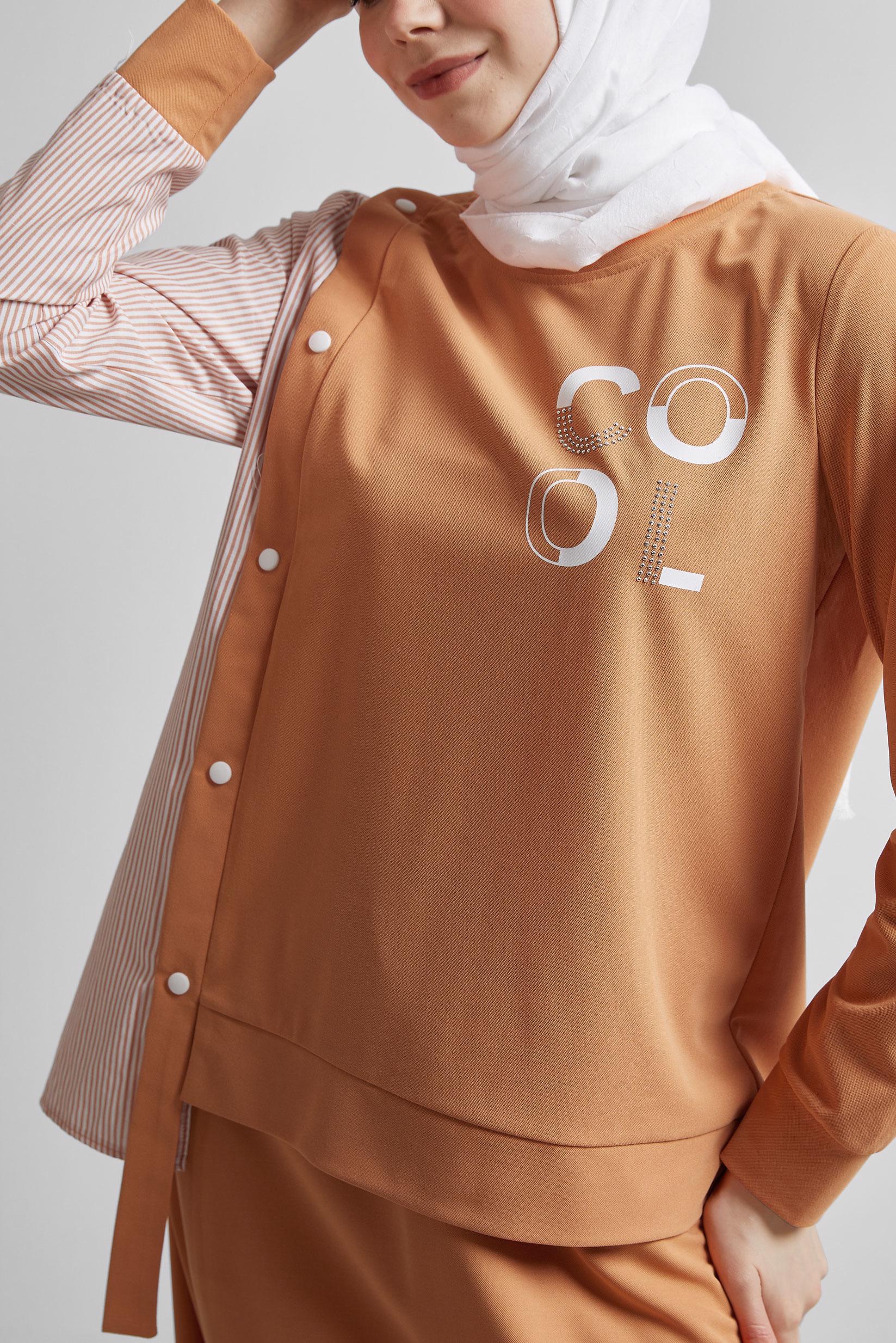 Tesettür giyim TURUNCU ETEKLİ EŞOFMAN TAKIM 44747