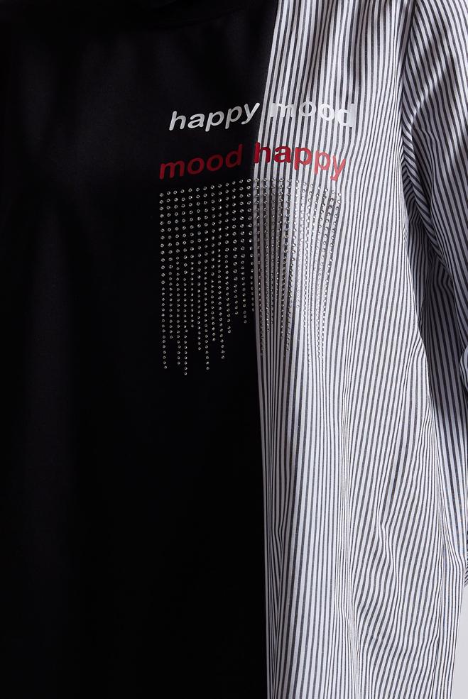 Hijab-Kleidung SCHWARZ GESTREIFTE TRAININGSTUNIKA 44749 - ALVİNA