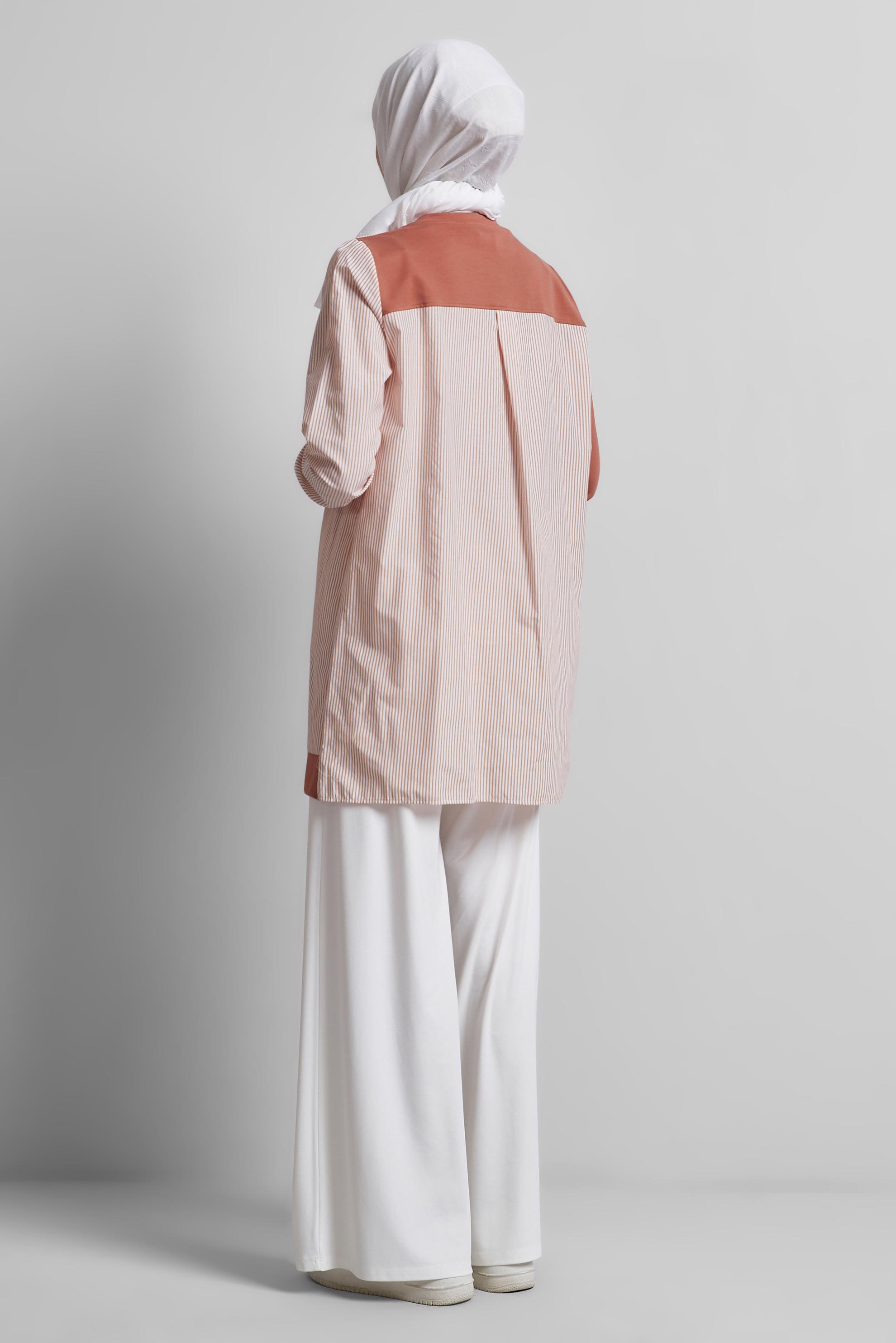 Tesettür giyim TURUNCU ÇİZGİLİ EŞOFMAN TUNİK 44749