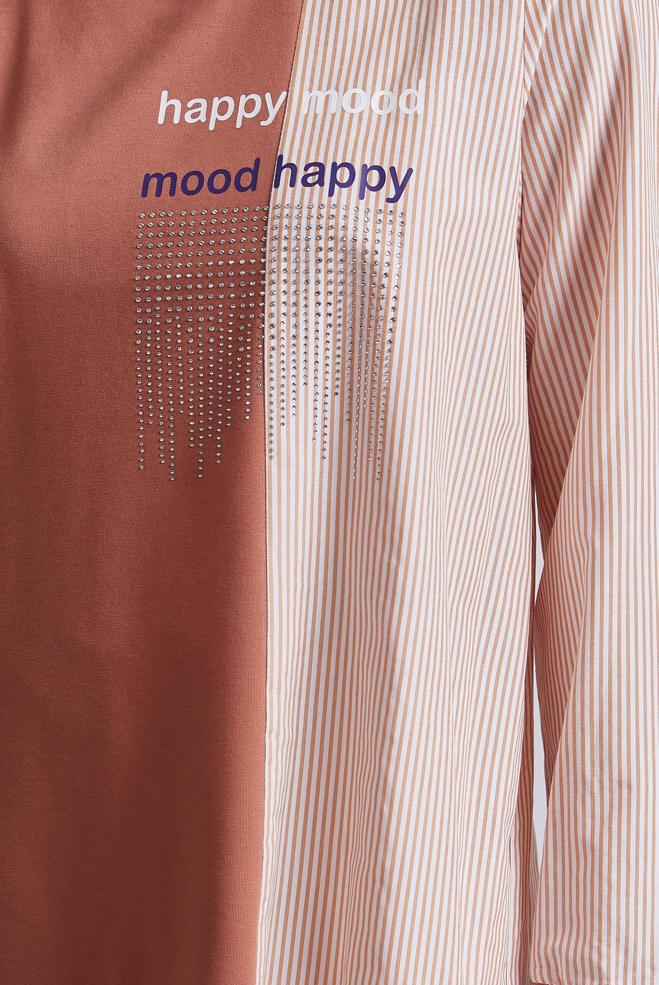 Hijab-Kleidung ORANGE GESTREIFTE TRAININGSTUNIKA 44749 - ALVİNA