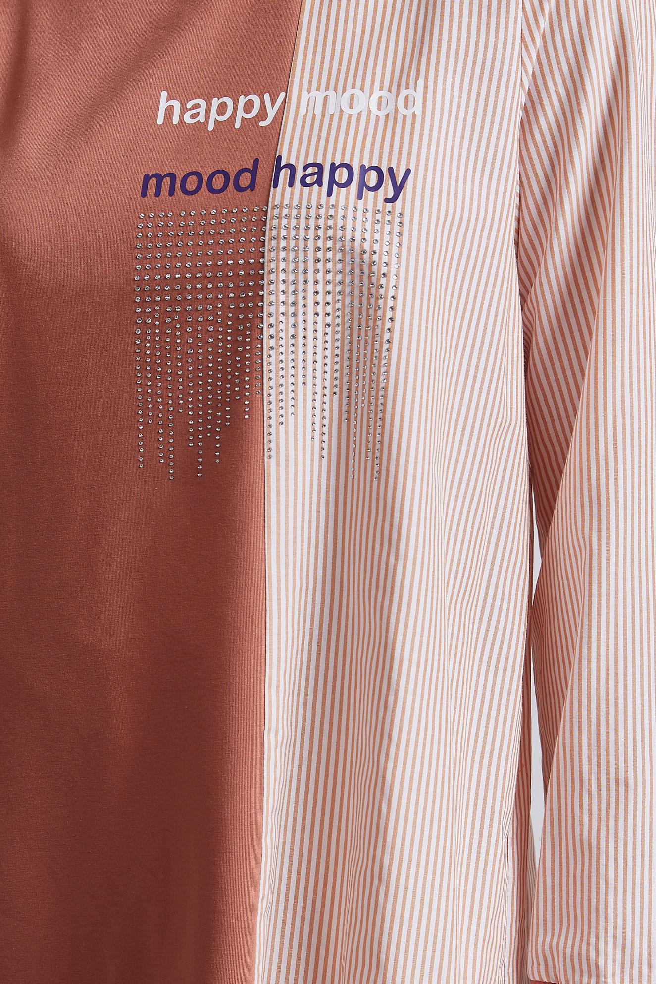 Tesettür giyim TURUNCU ÇİZGİLİ EŞOFMAN TUNİK 44749