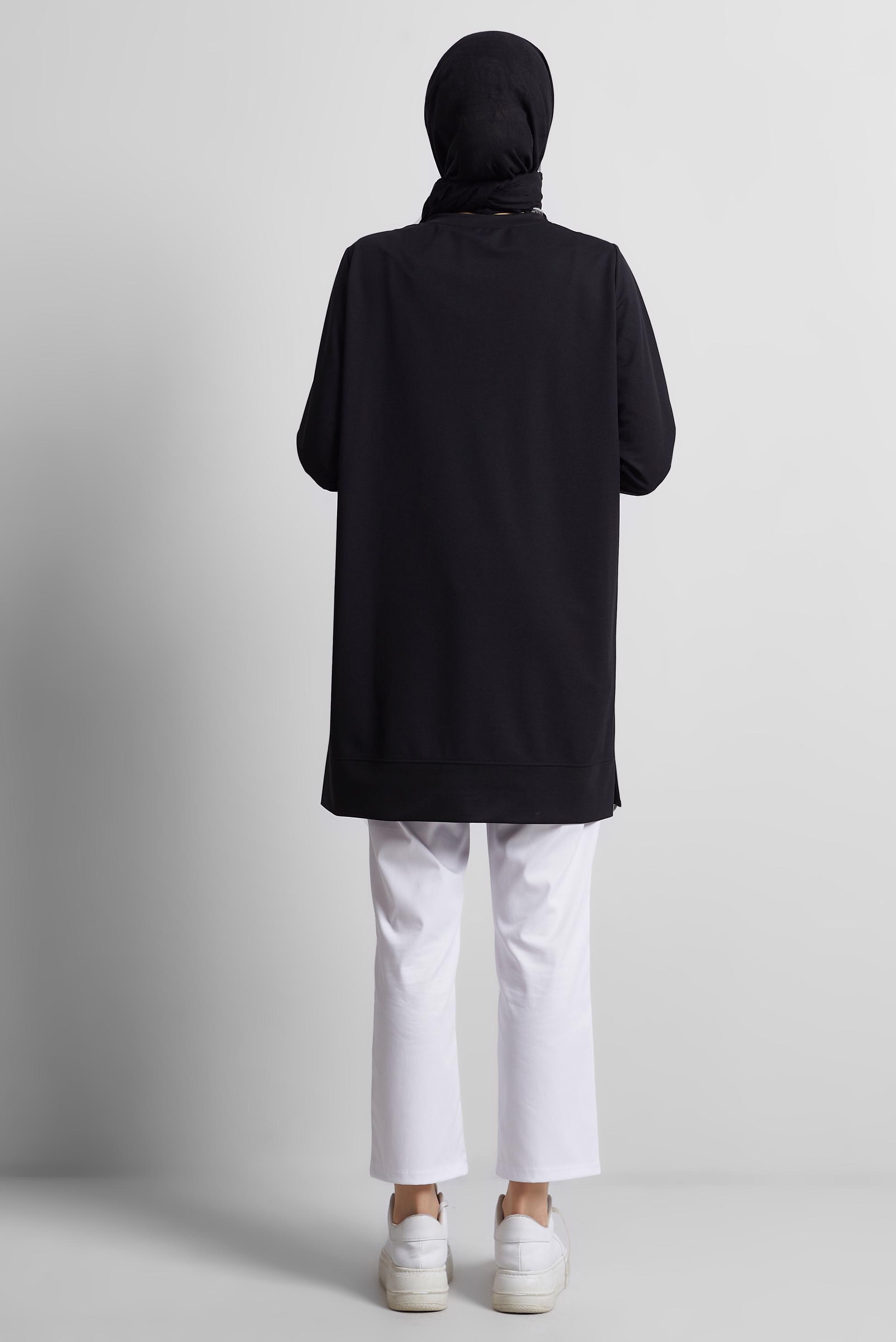 Hijab clothing BLACK TRACKSUIT TUNIC WITH GEM 44764