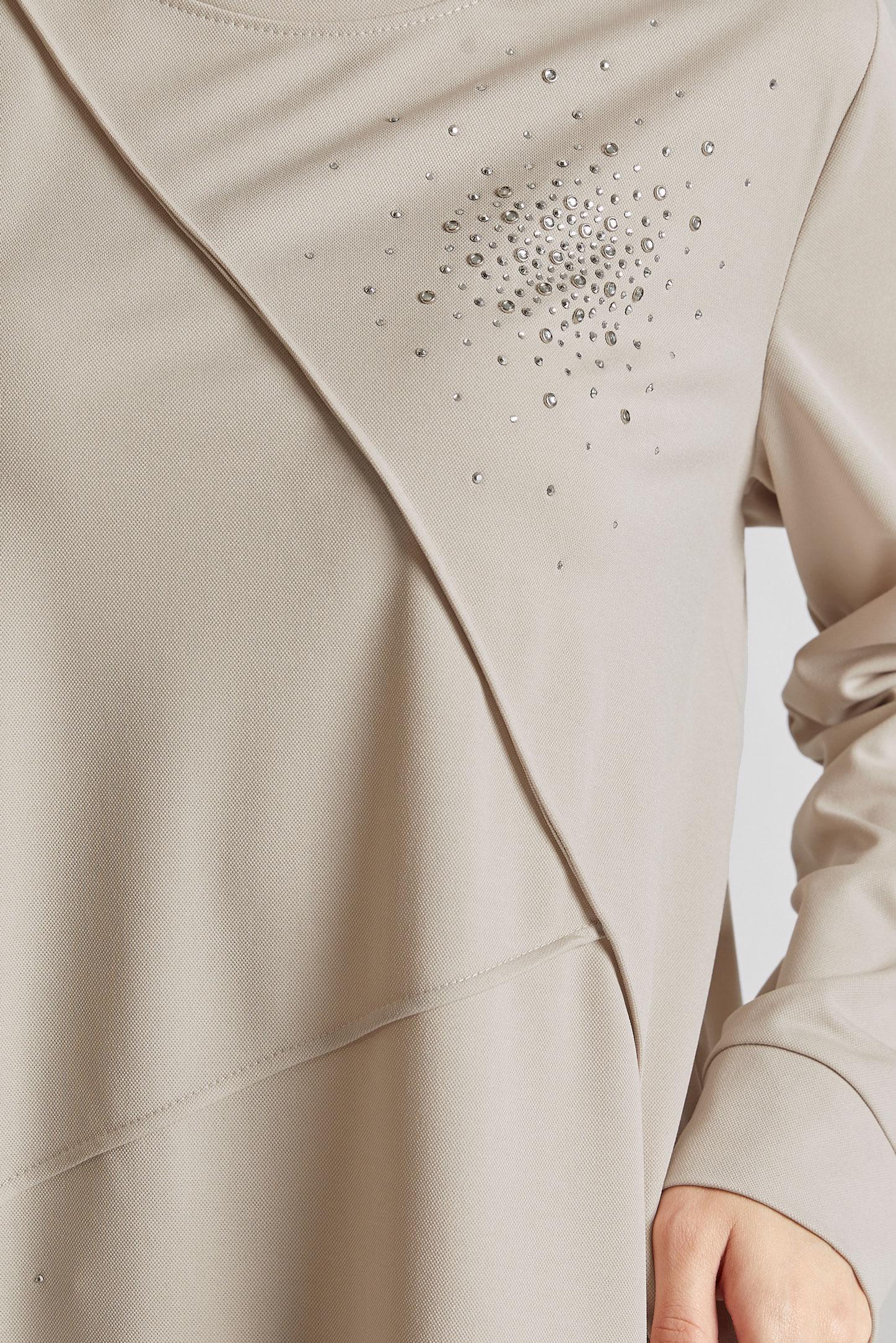 Tesettür giyim BEJ TAŞLI EŞOFMAN TUNİK 44764