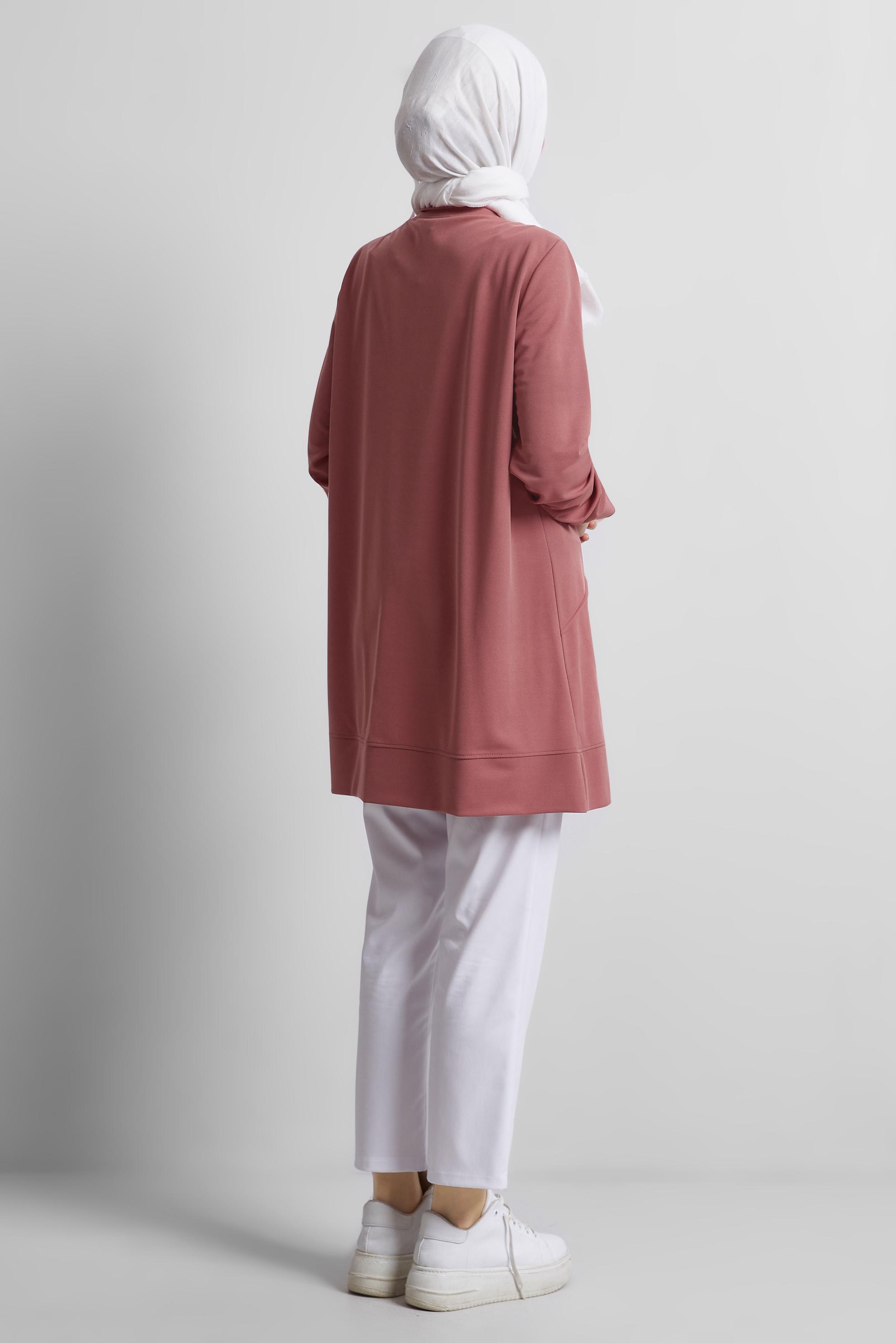 Tesettür giyim PEMBE TAŞLI EŞOFMAN TUNİK 44764