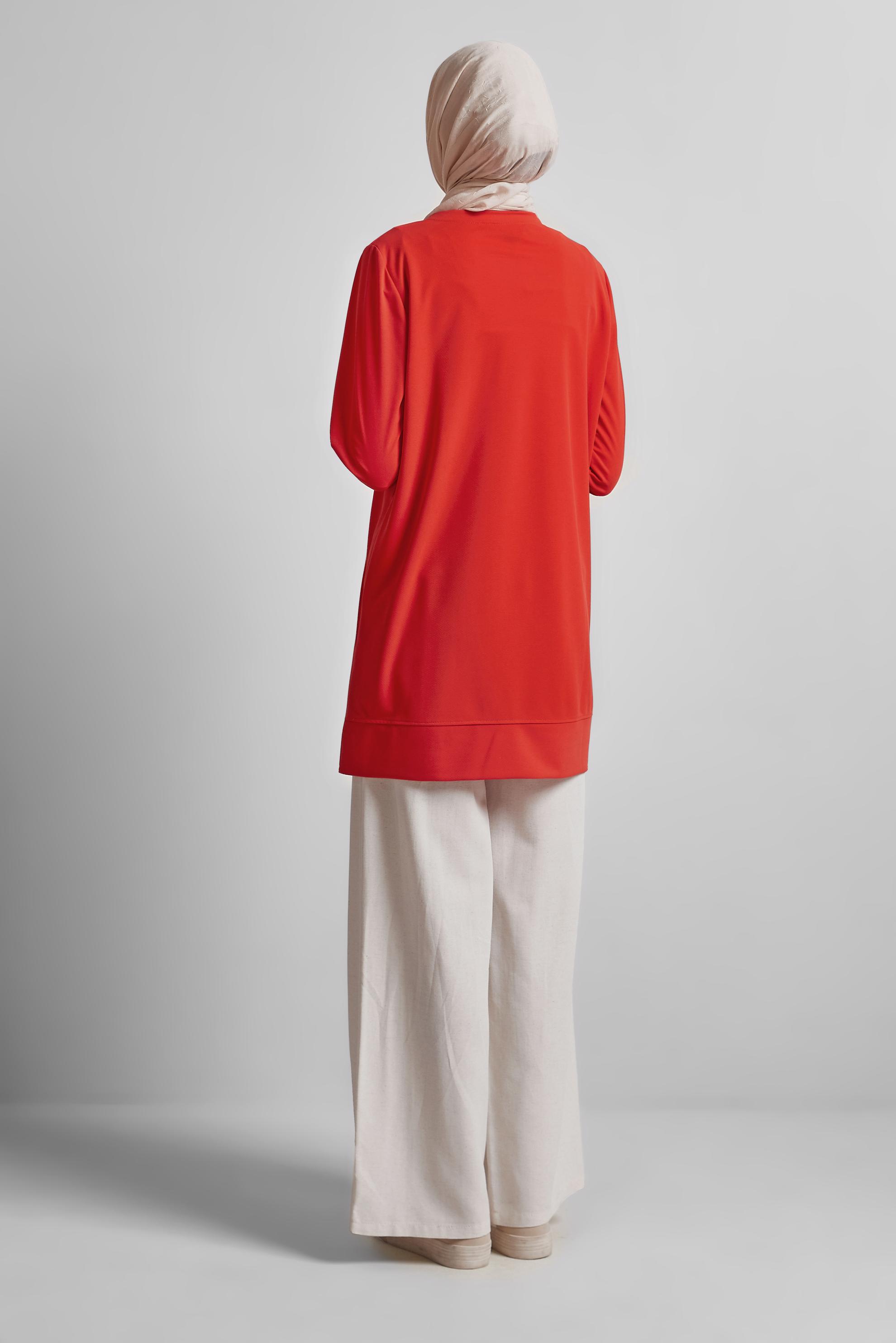 Vêtements hijab ROUGE TUNIQUE DE SURVÊTEMENT AVEC BIJOU 44764