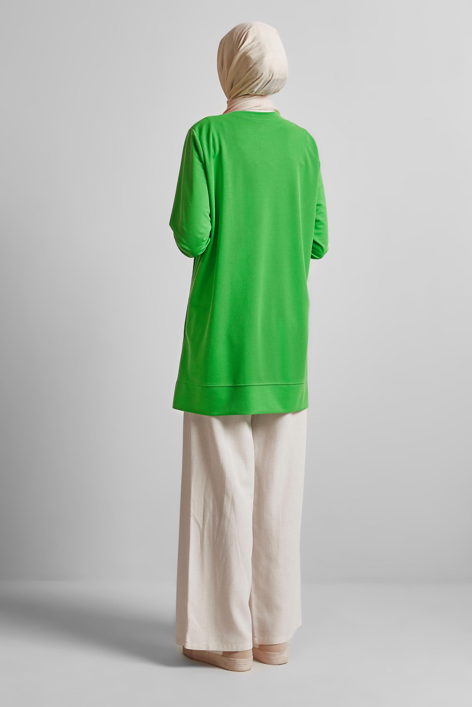 Tesettür giyim YEŞİL TAŞLI EŞOFMAN TUNİK 44764