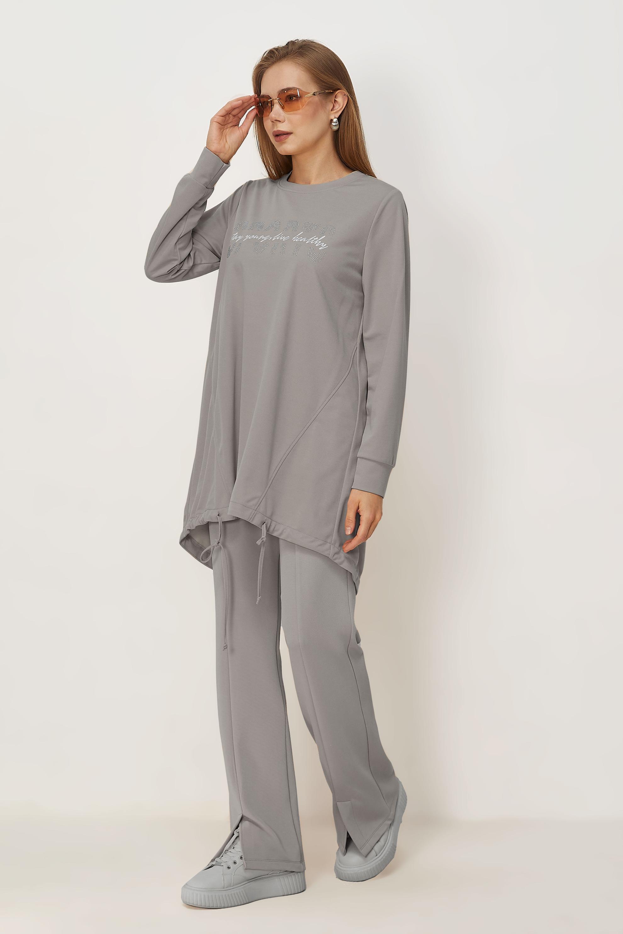 Vêtements hijab GRIS TUNIQUE DE SURVÊTEMENT IMPRIMÉE 44765