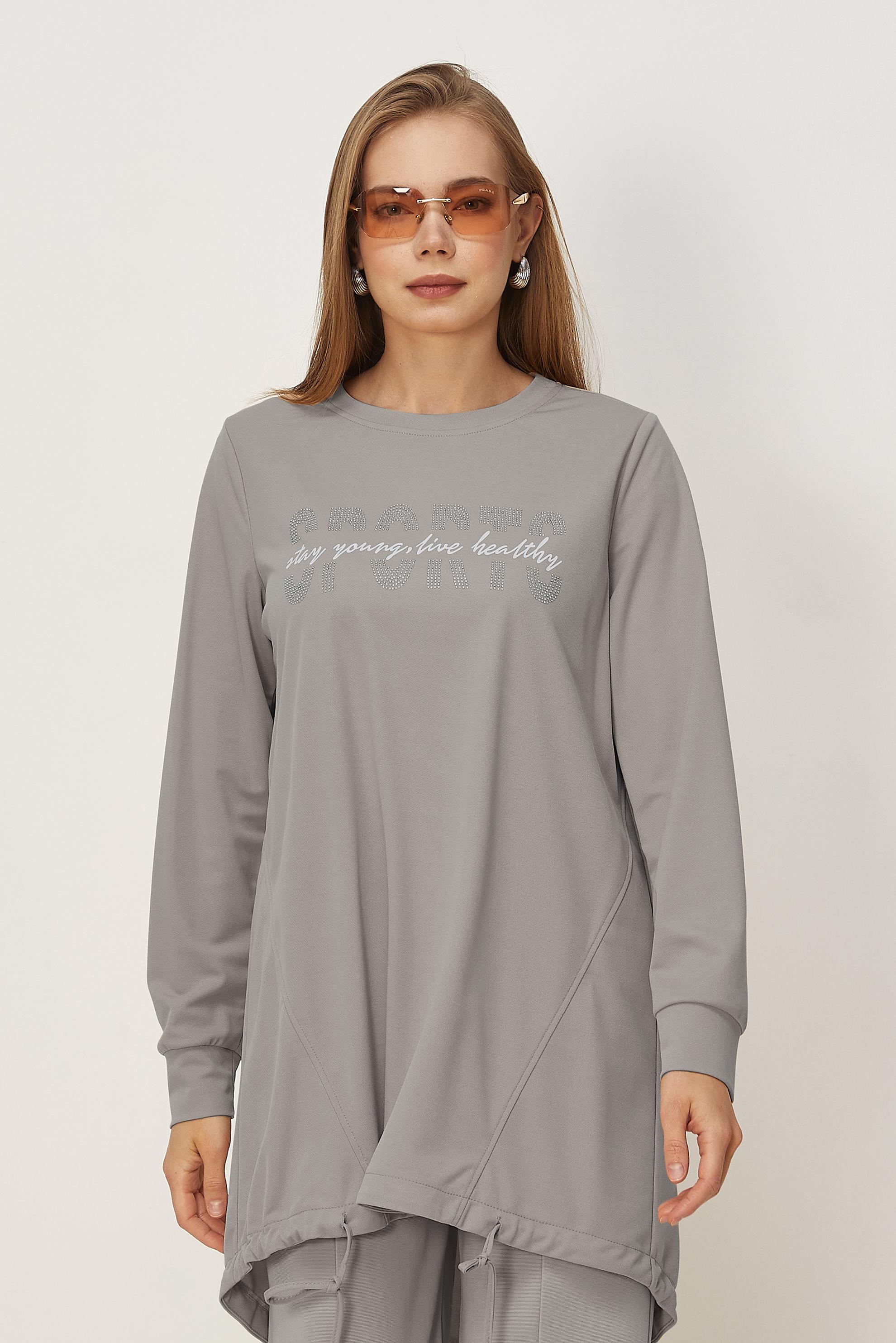 Vêtements hijab GRIS TUNIQUE DE SURVÊTEMENT IMPRIMÉE 44765