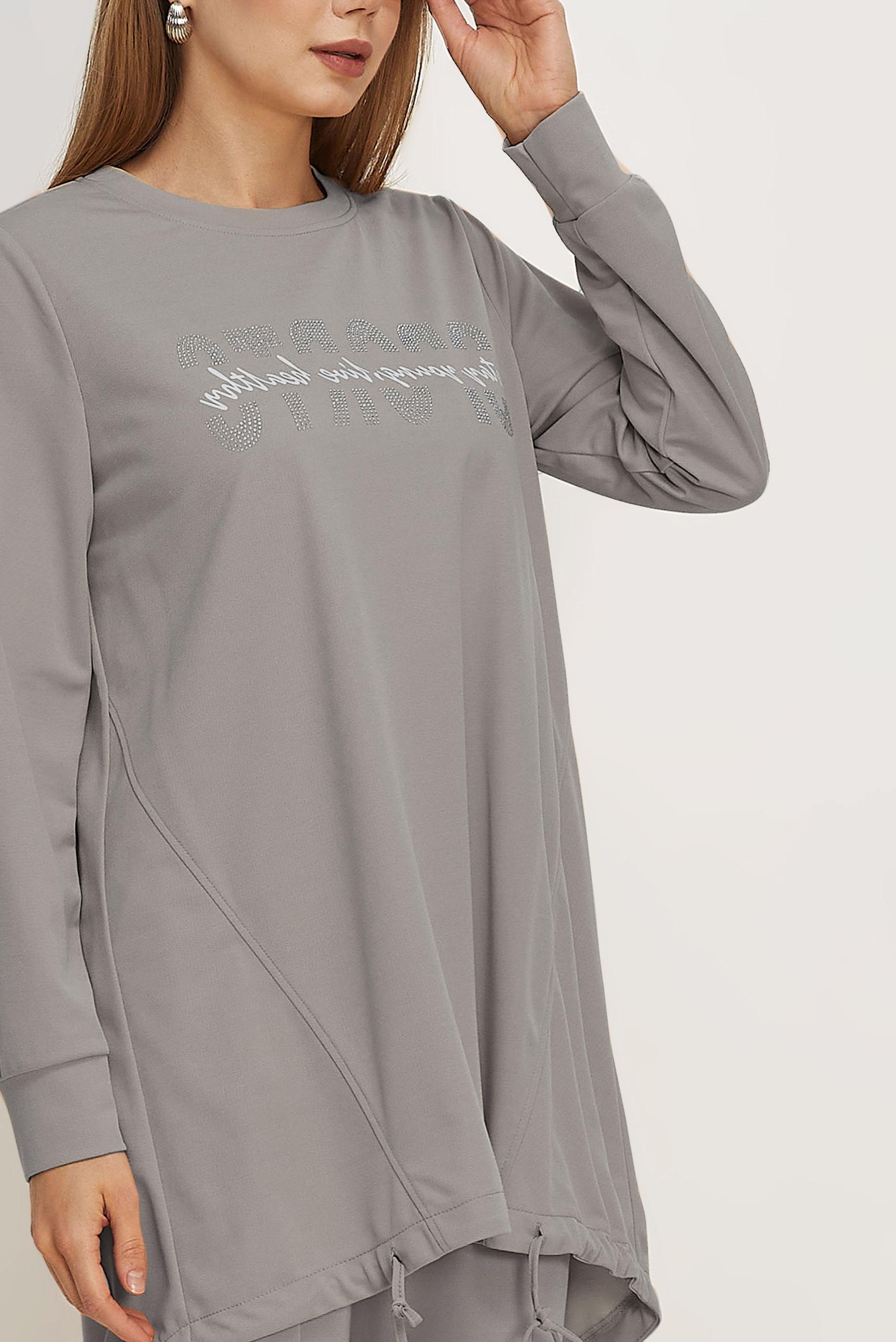 Vêtements hijab GRIS TUNIQUE DE SURVÊTEMENT IMPRIMÉE 44765