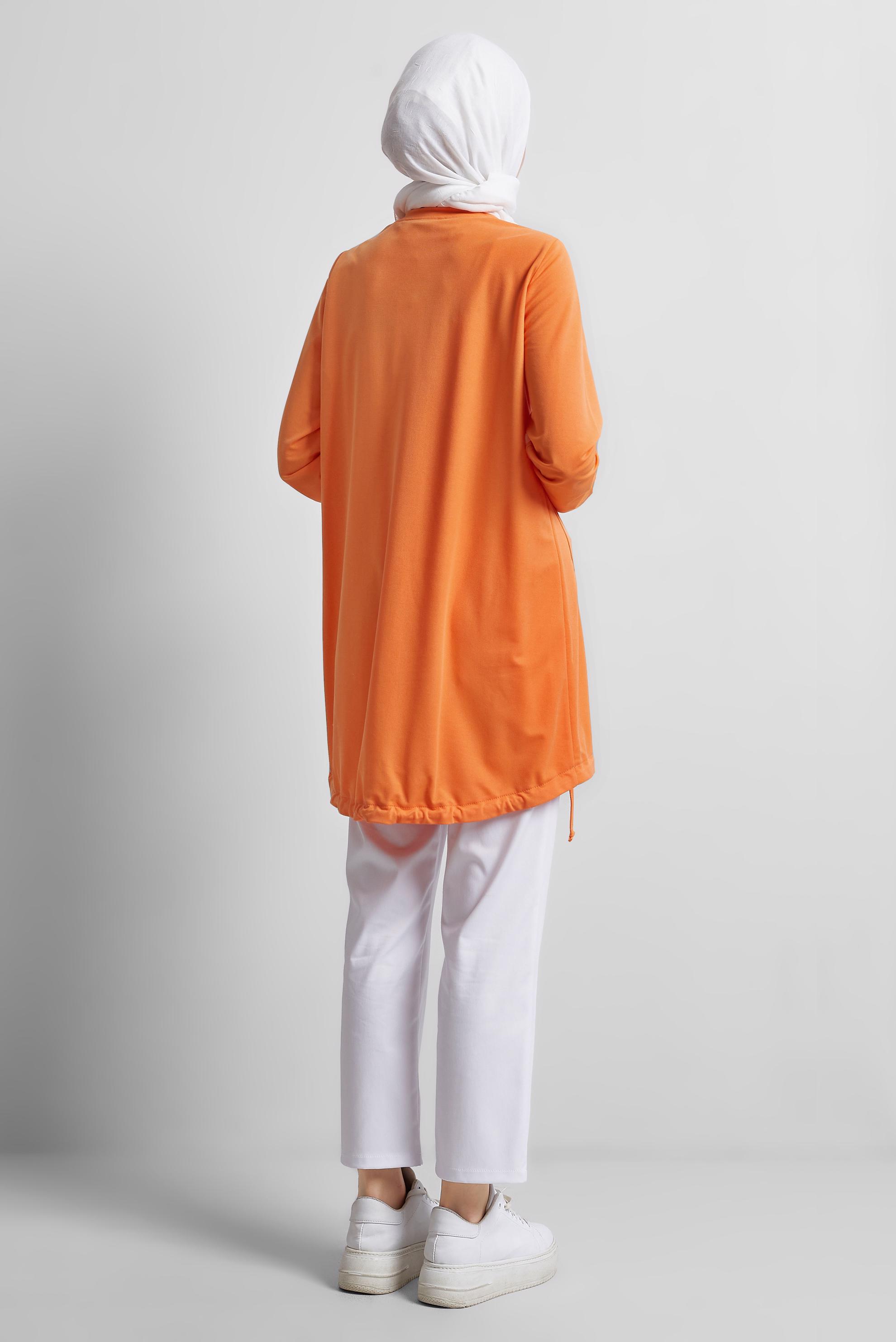 Tesettür giyim TURUNCU BASKILI EŞOFMAN TUNİK 44765