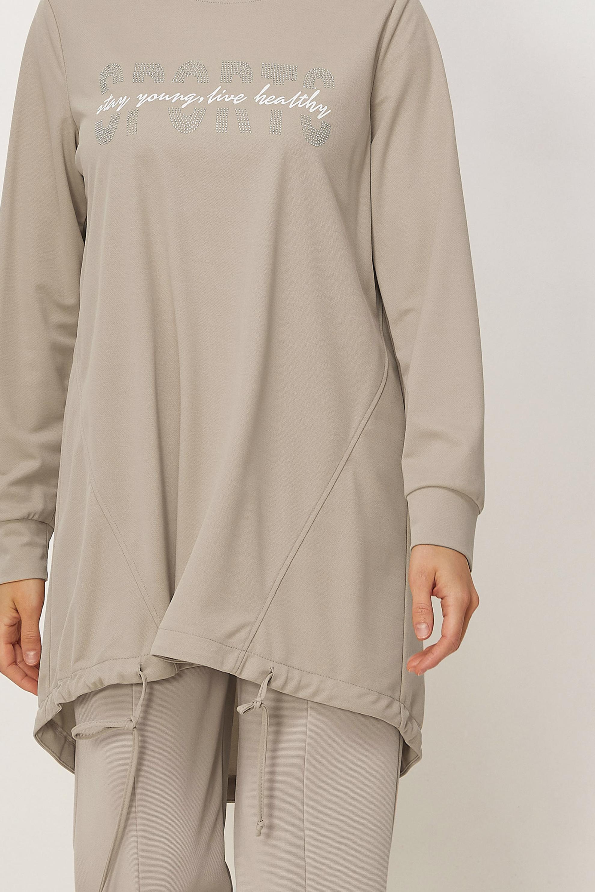 Vêtements hijab BEIGE TUNIQUE DE SURVÊTEMENT IMPRIMÉE 44765