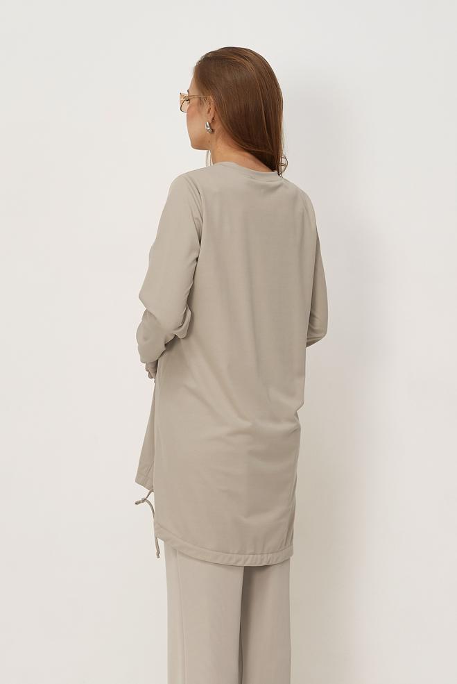 Vêtements hijab BEIGE TUNIQUE DE SURVÊTEMENT IMPRIMÉE 44765 - ALVİNA