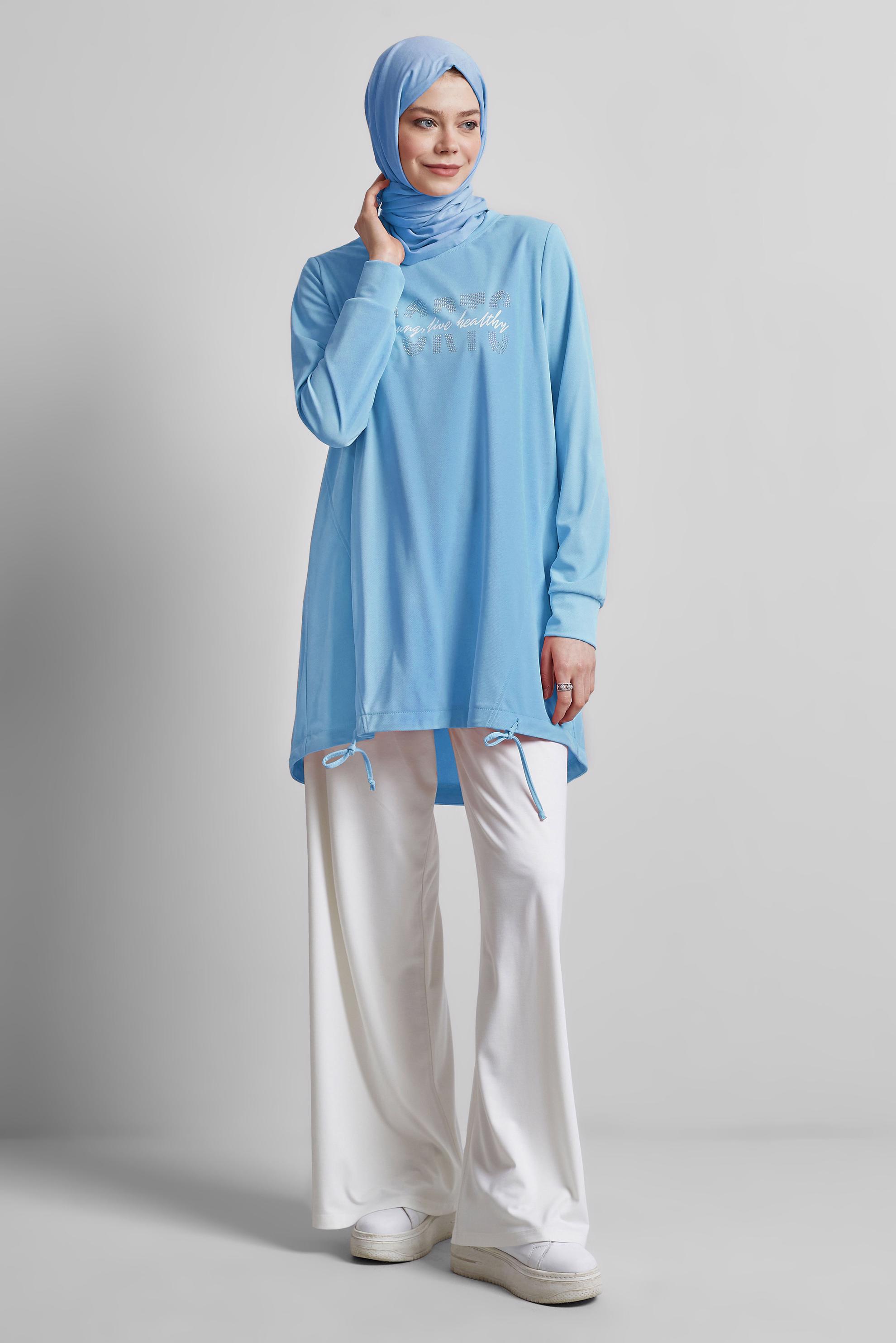 Vêtements hijab BEIGE TUNIQUE DE SURVÊTEMENT IMPRIMÉE 44765