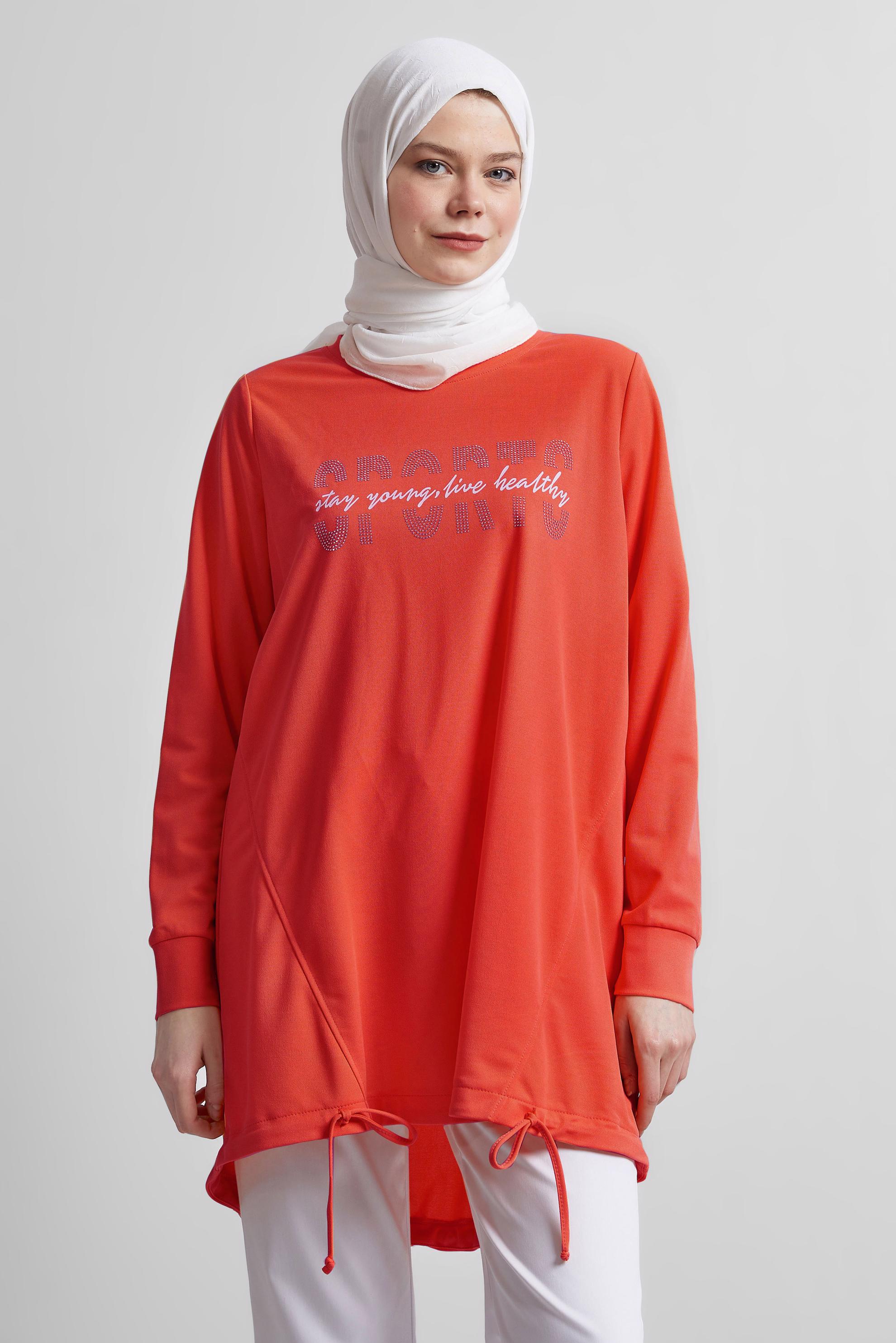 Vêtements hijab ROUGE TUNIQUE DE SURVÊTEMENT IMPRIMÉE 44765