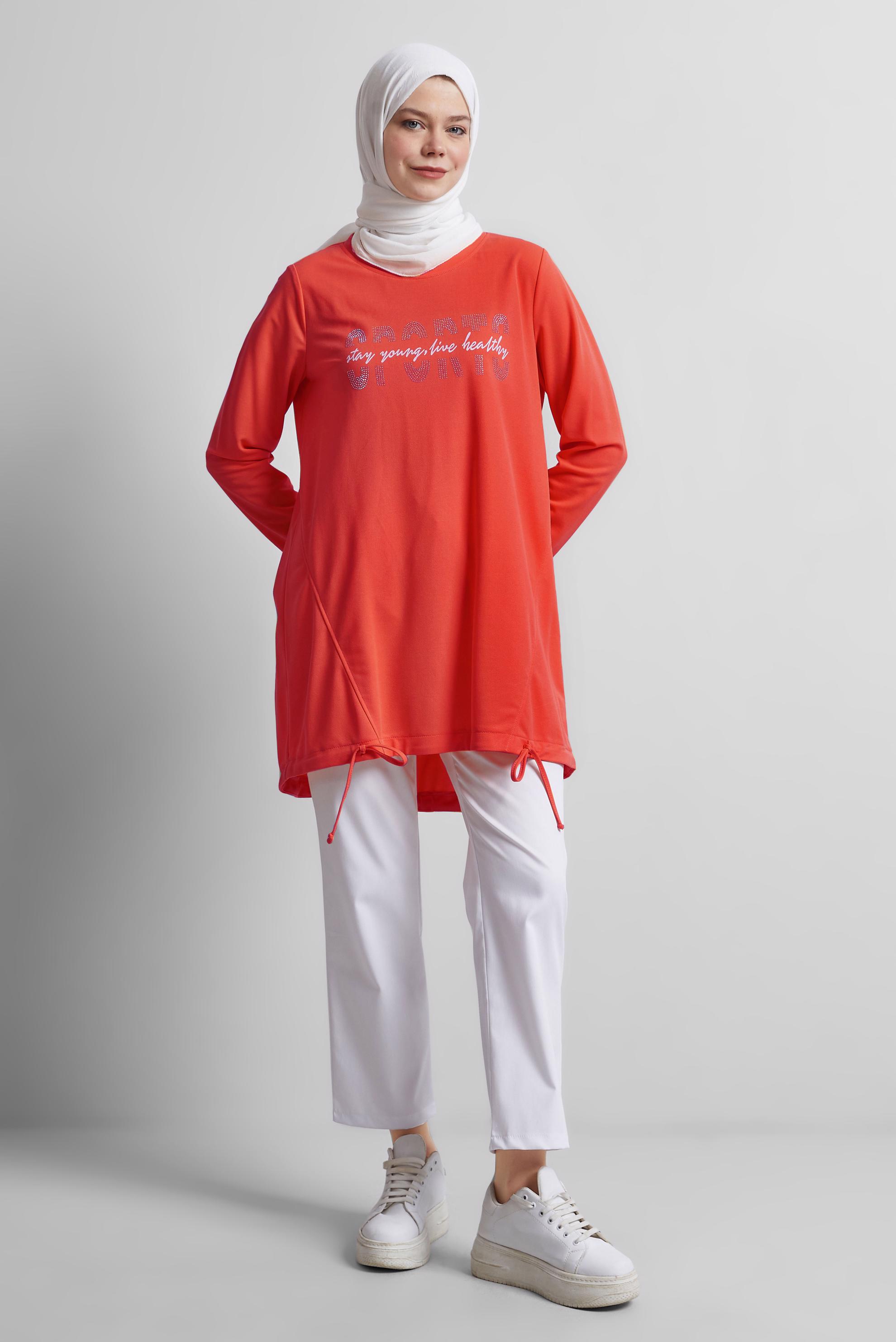 Vêtements hijab ROUGE TUNIQUE DE SURVÊTEMENT IMPRIMÉE 44765