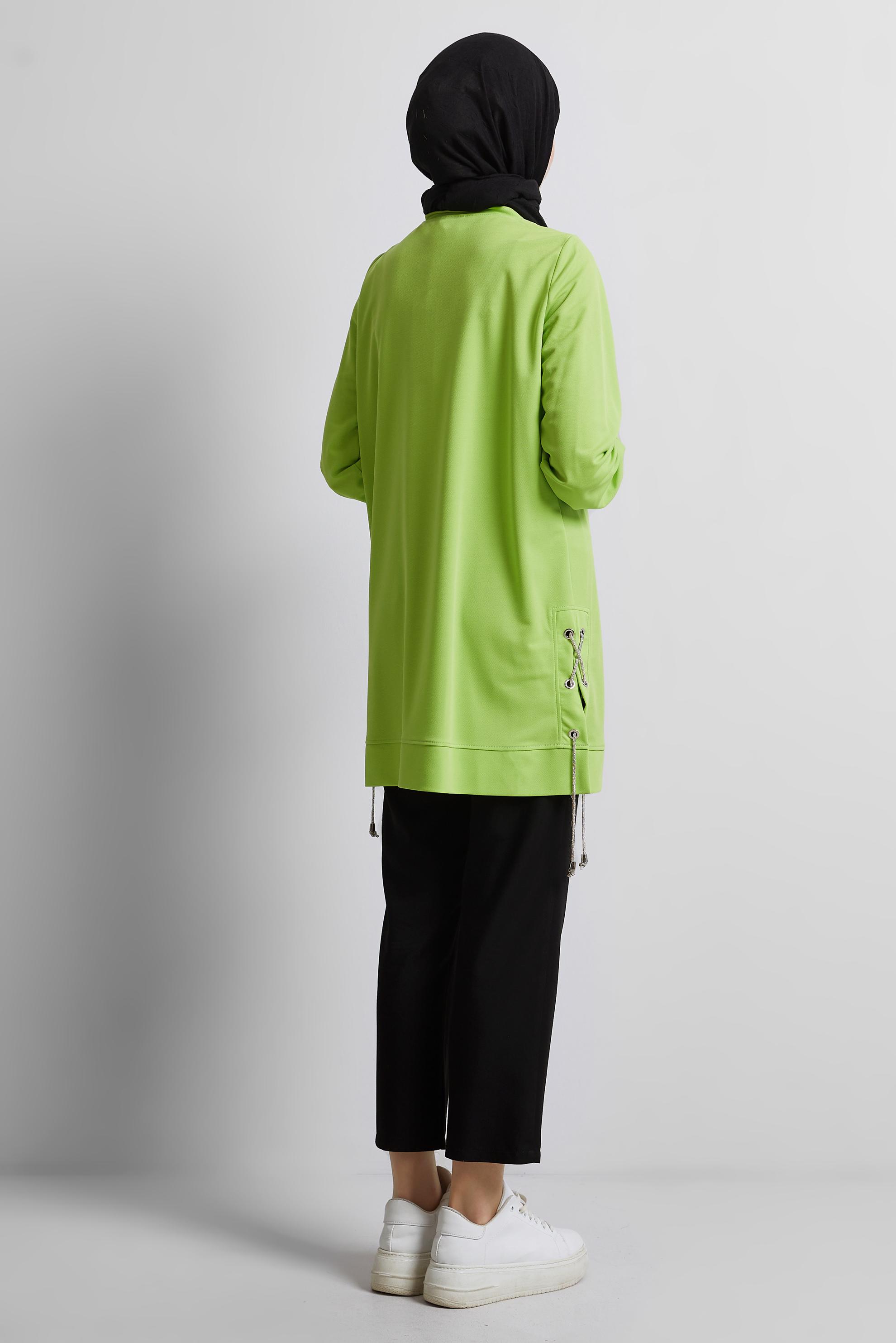 Tesettür giyim YEŞİL BAĞCIKLI EŞOFMAN TUNİK 44767